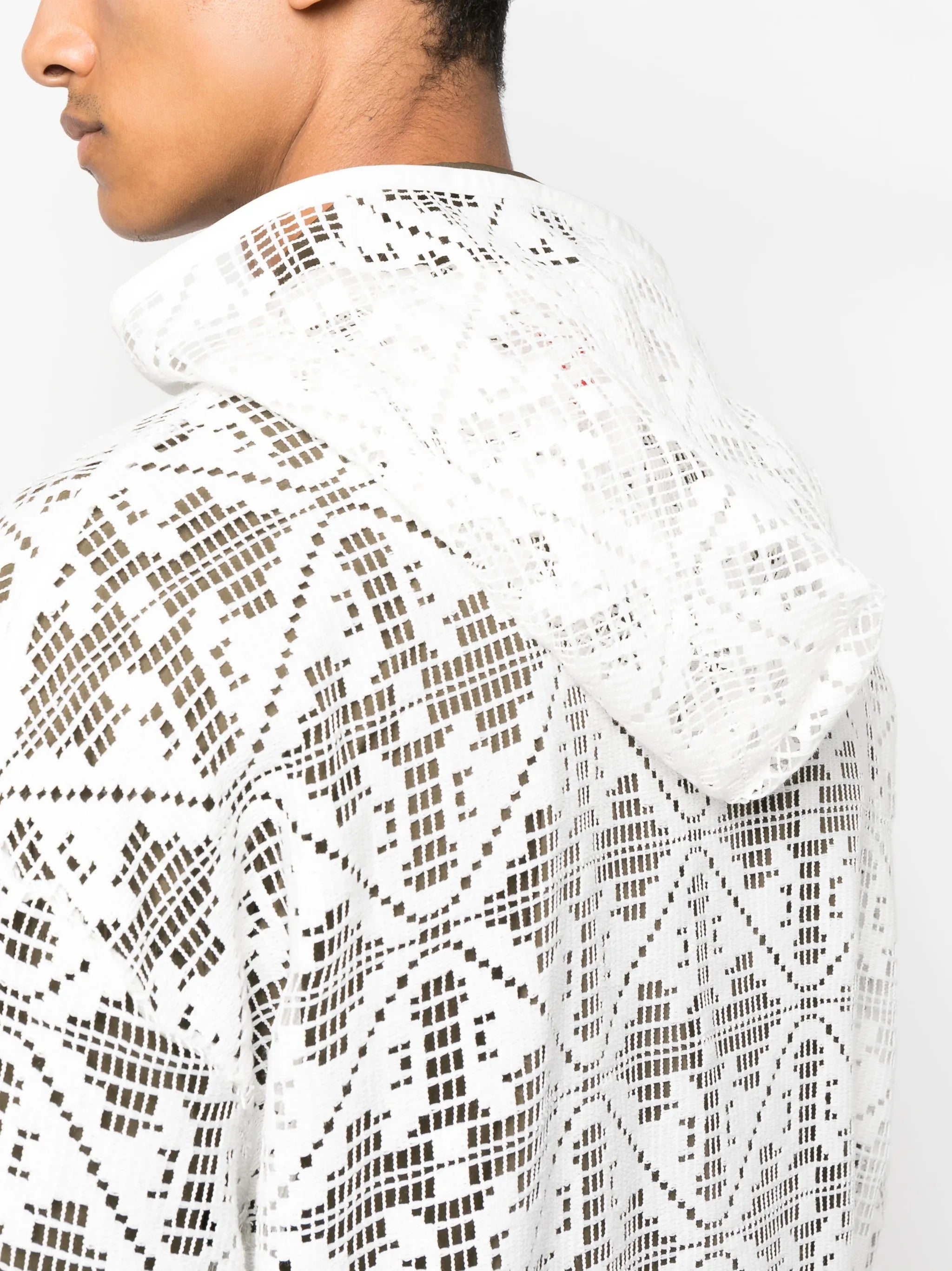 lace zip-up cotton hoodie