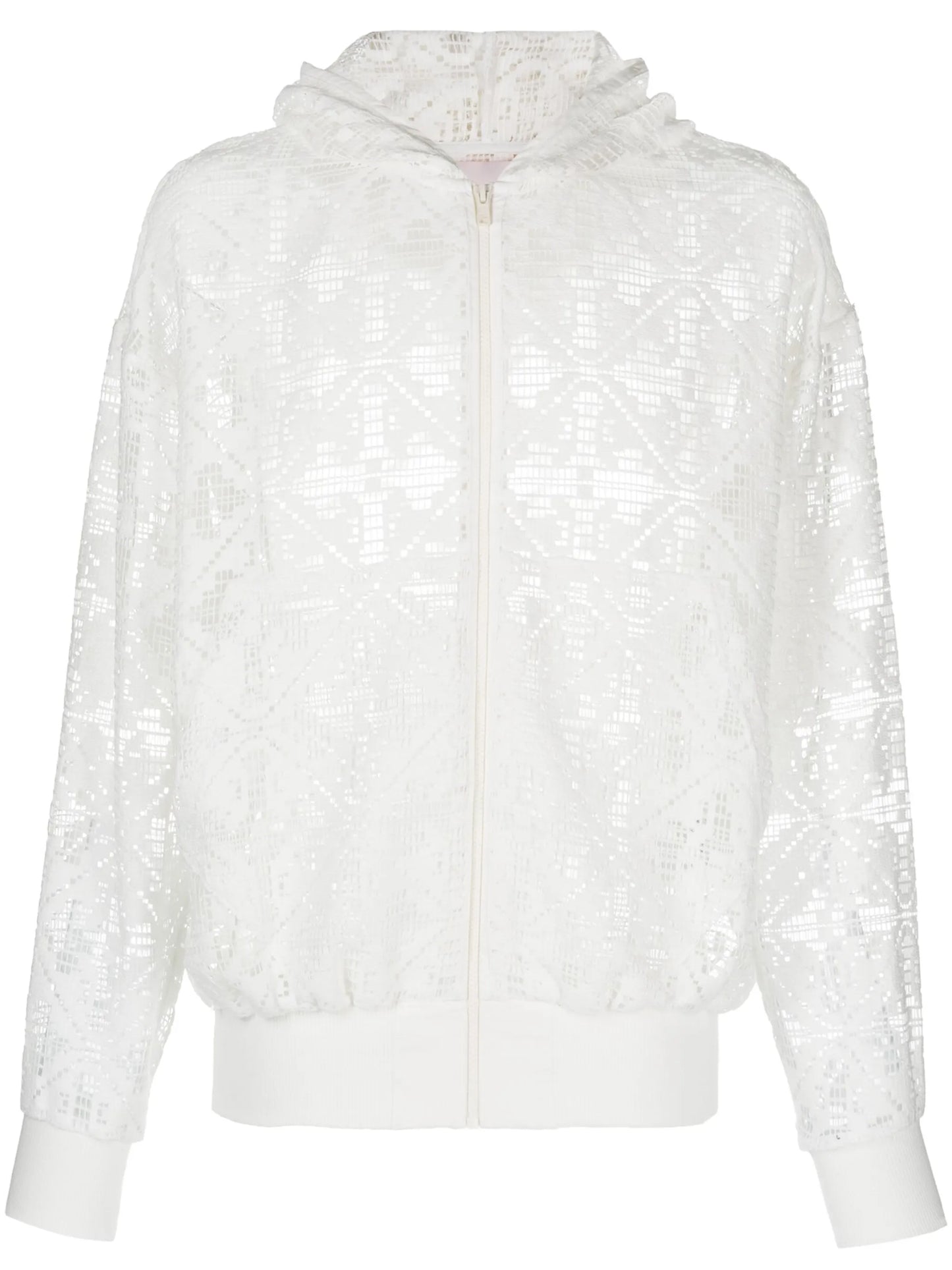lace zip-up cotton hoodie