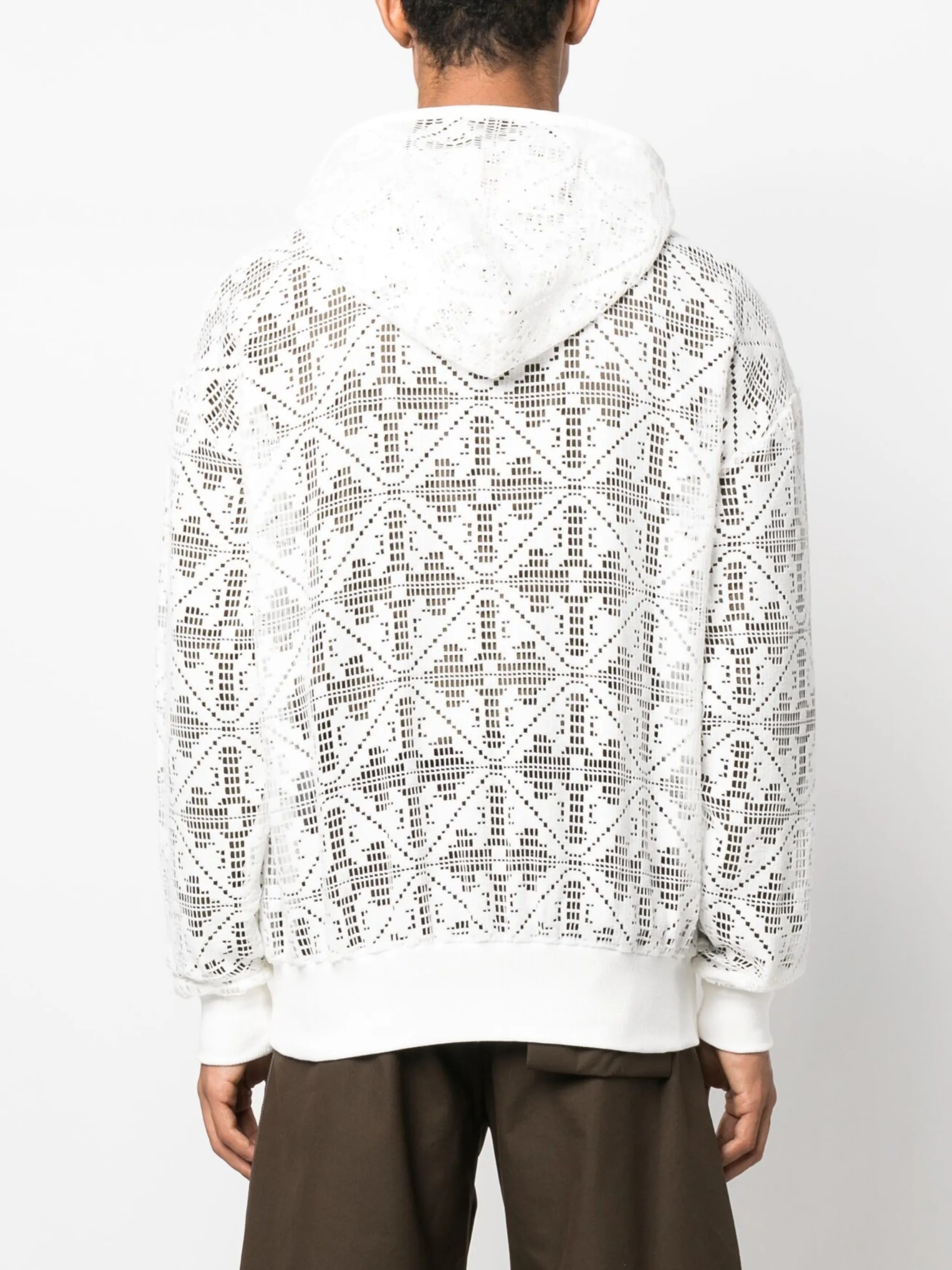 lace zip-up cotton hoodie