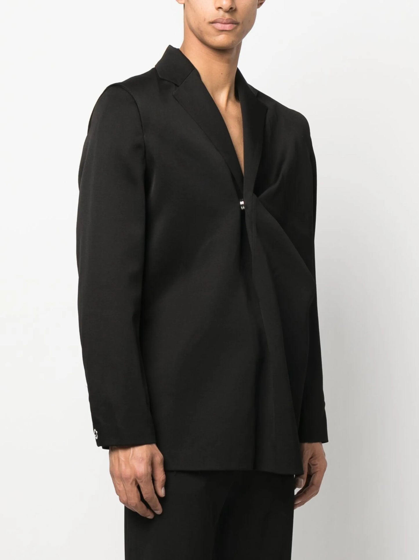 gathered single-breasted blazer