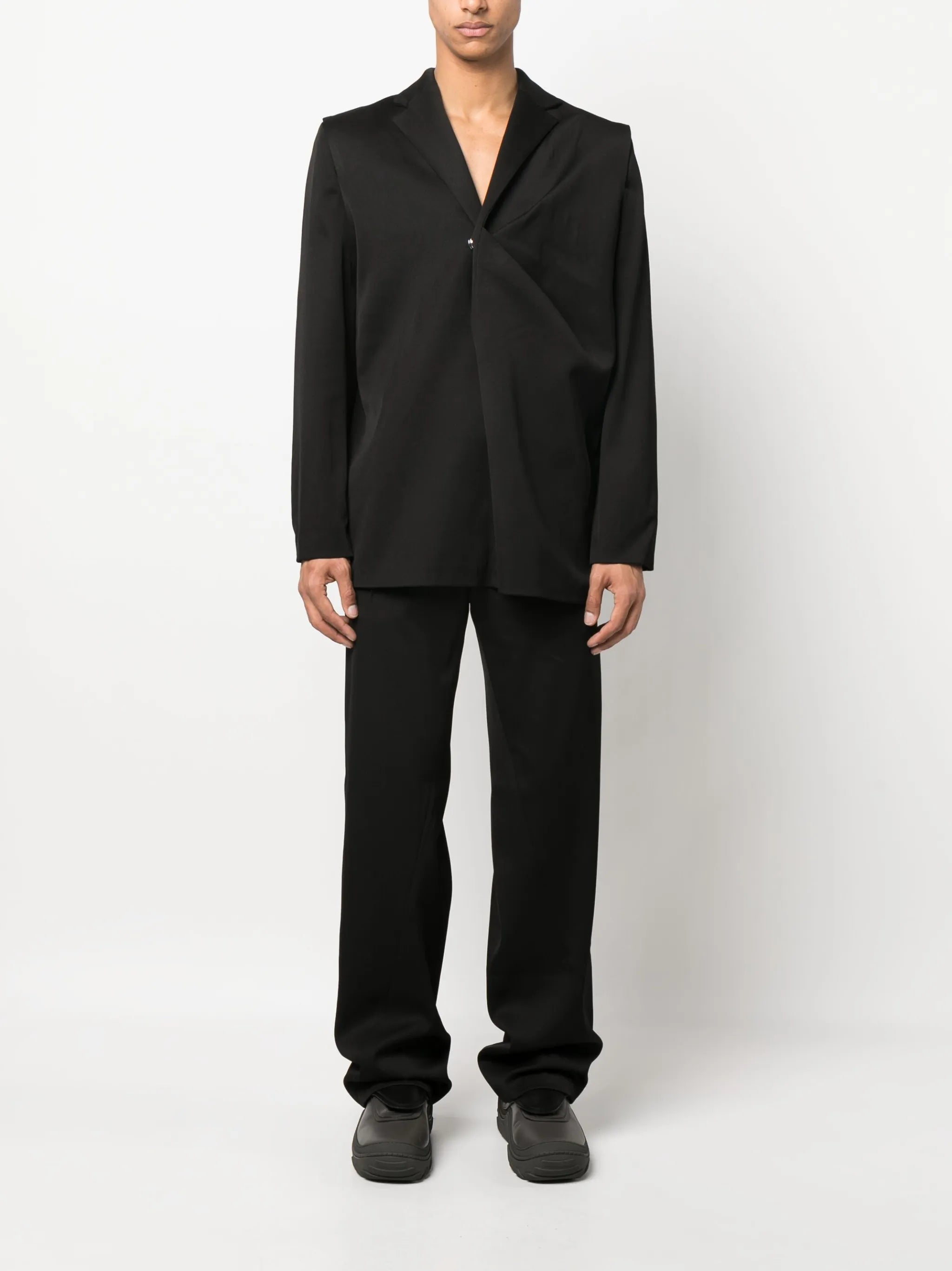 gathered single-breasted blazer