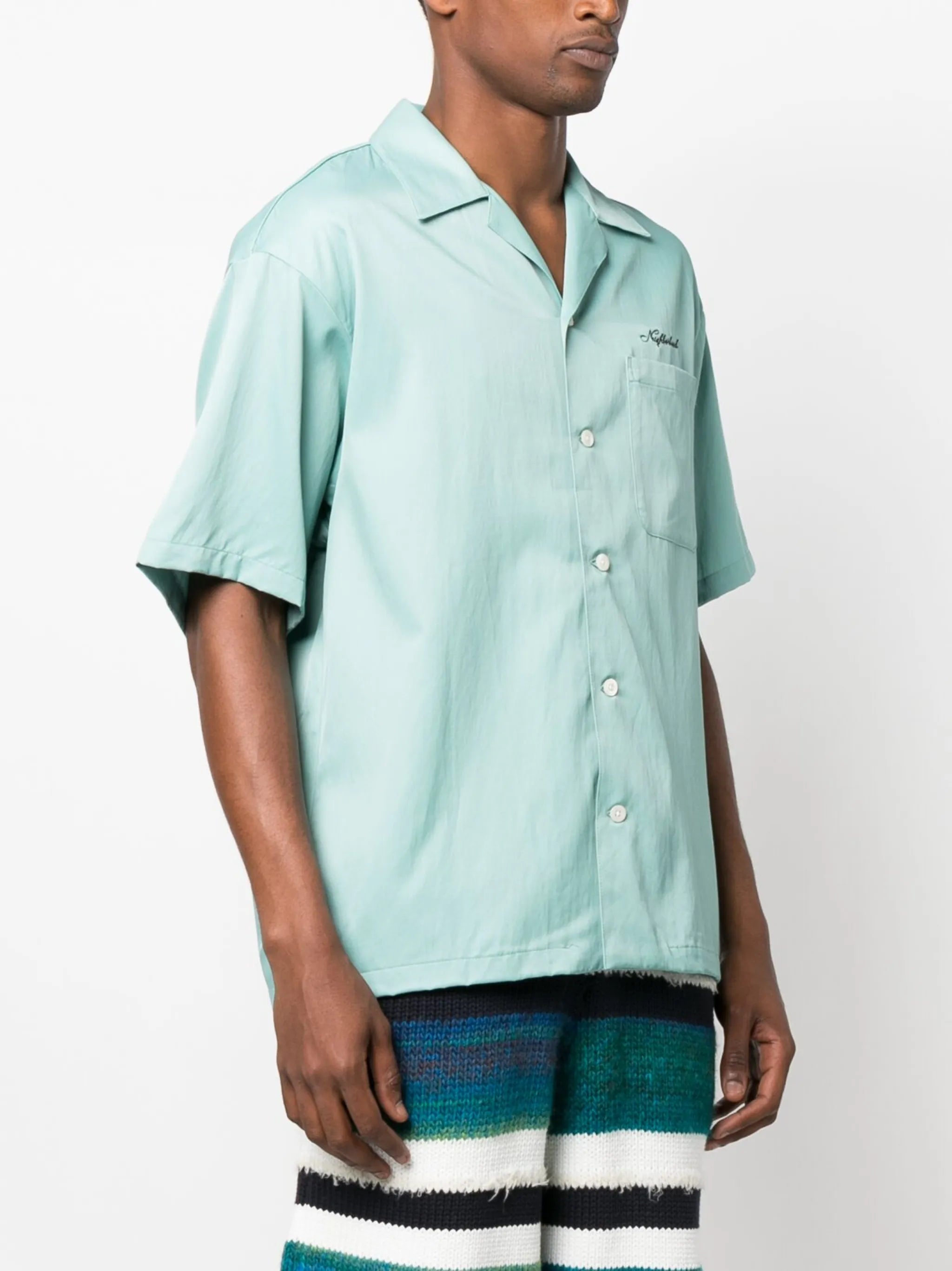logo-embroidered Cuban-collar shirt