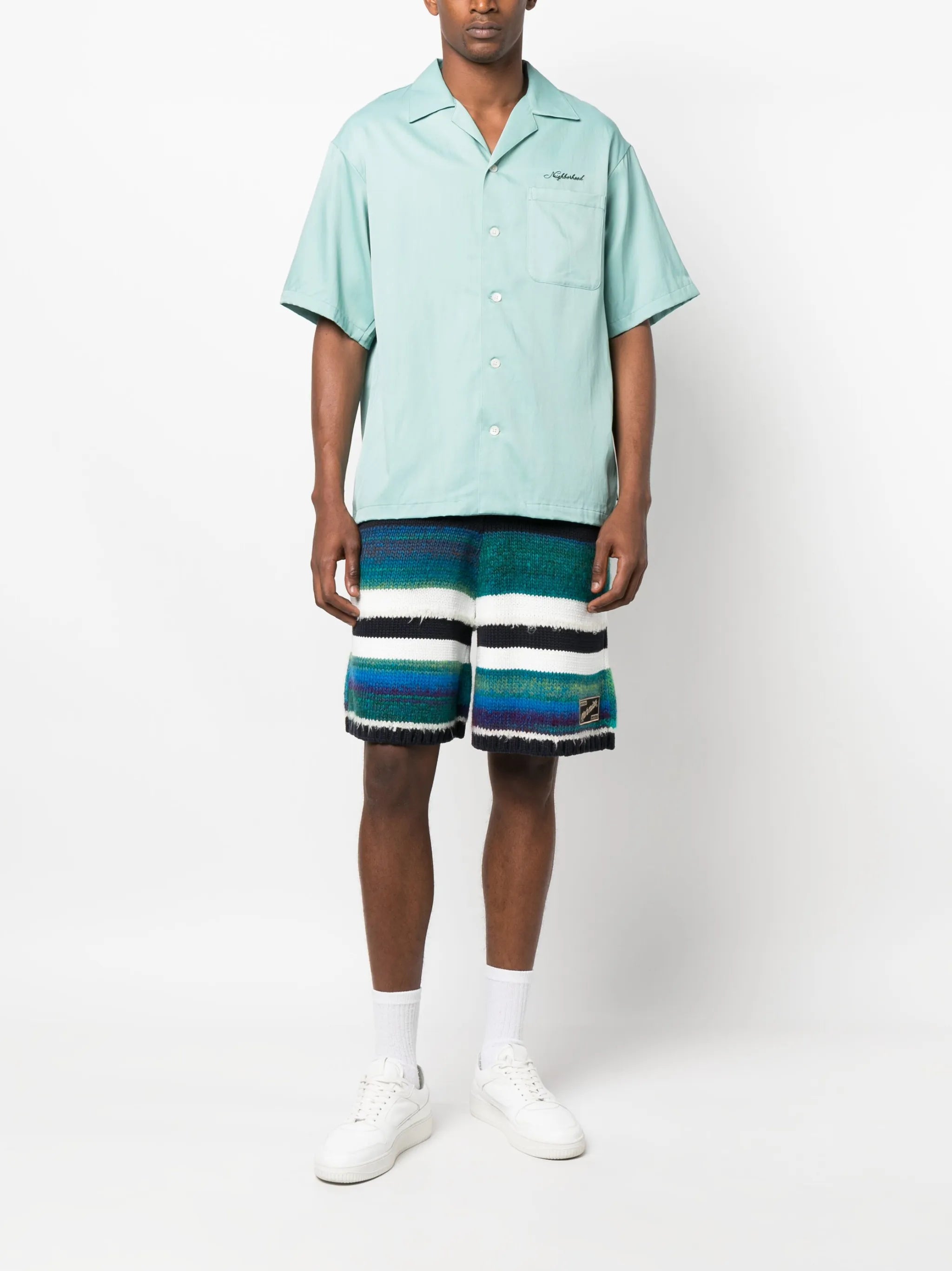 logo-embroidered Cuban-collar shirt