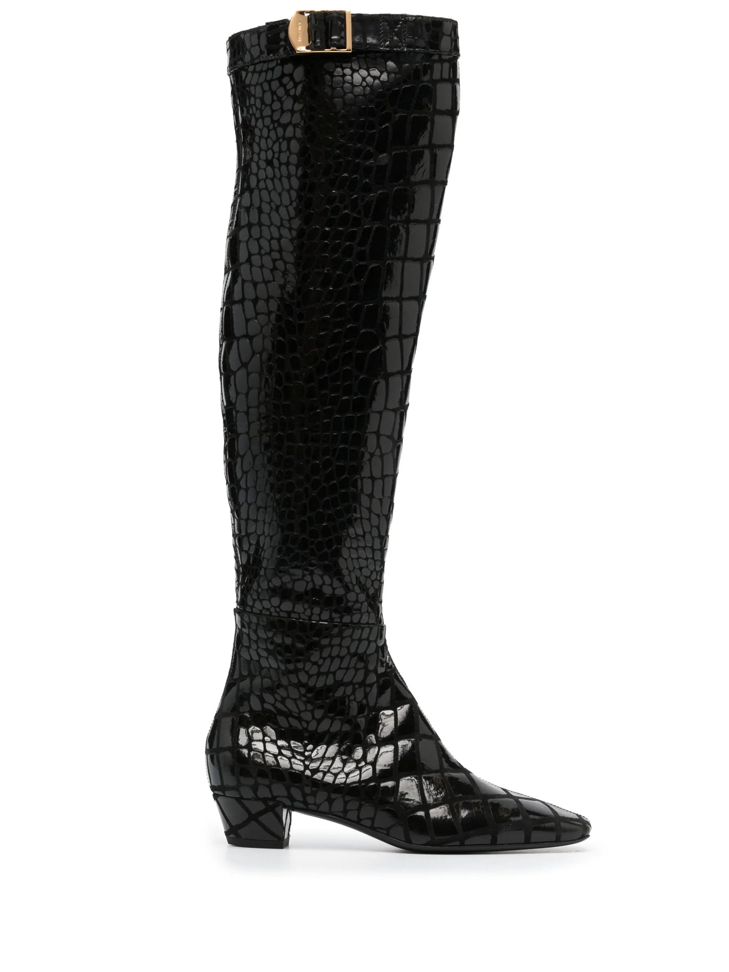 crocodile-effect calf-leather boots