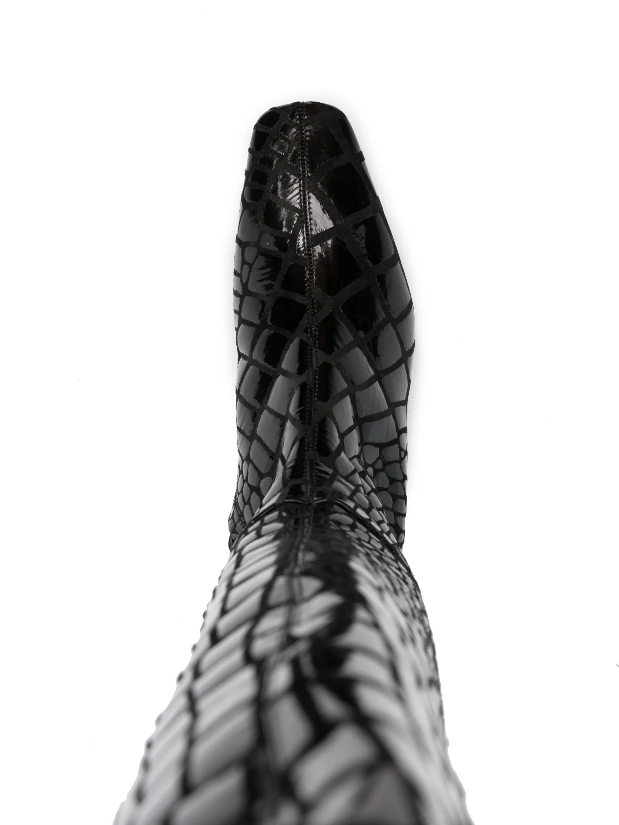 crocodile-effect calf-leather boots