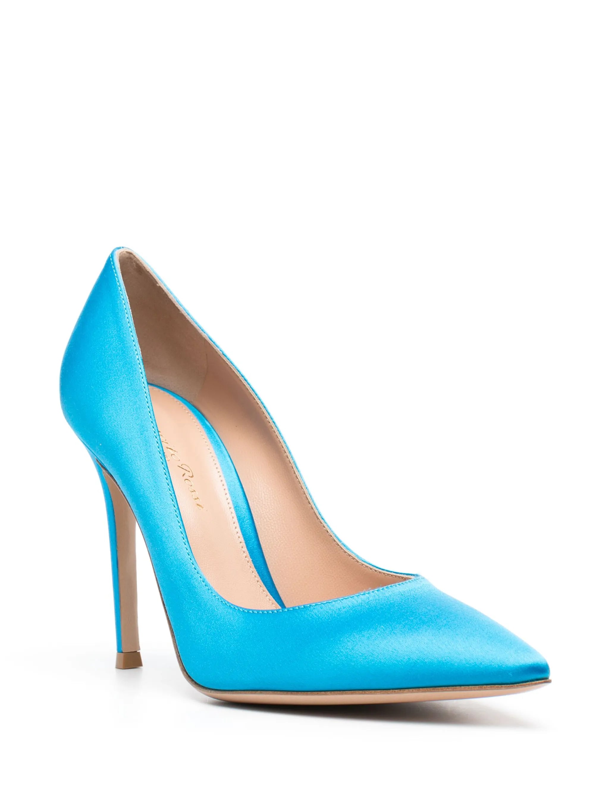 pointed-toe satin-finish pumps