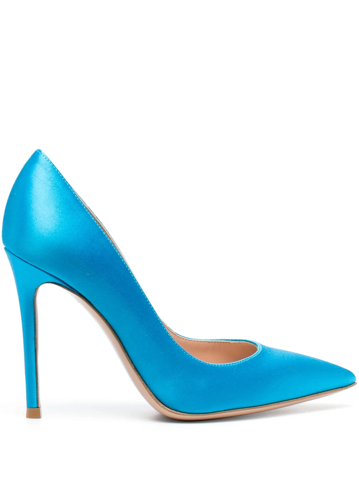 pointed-toe satin-finish pumps