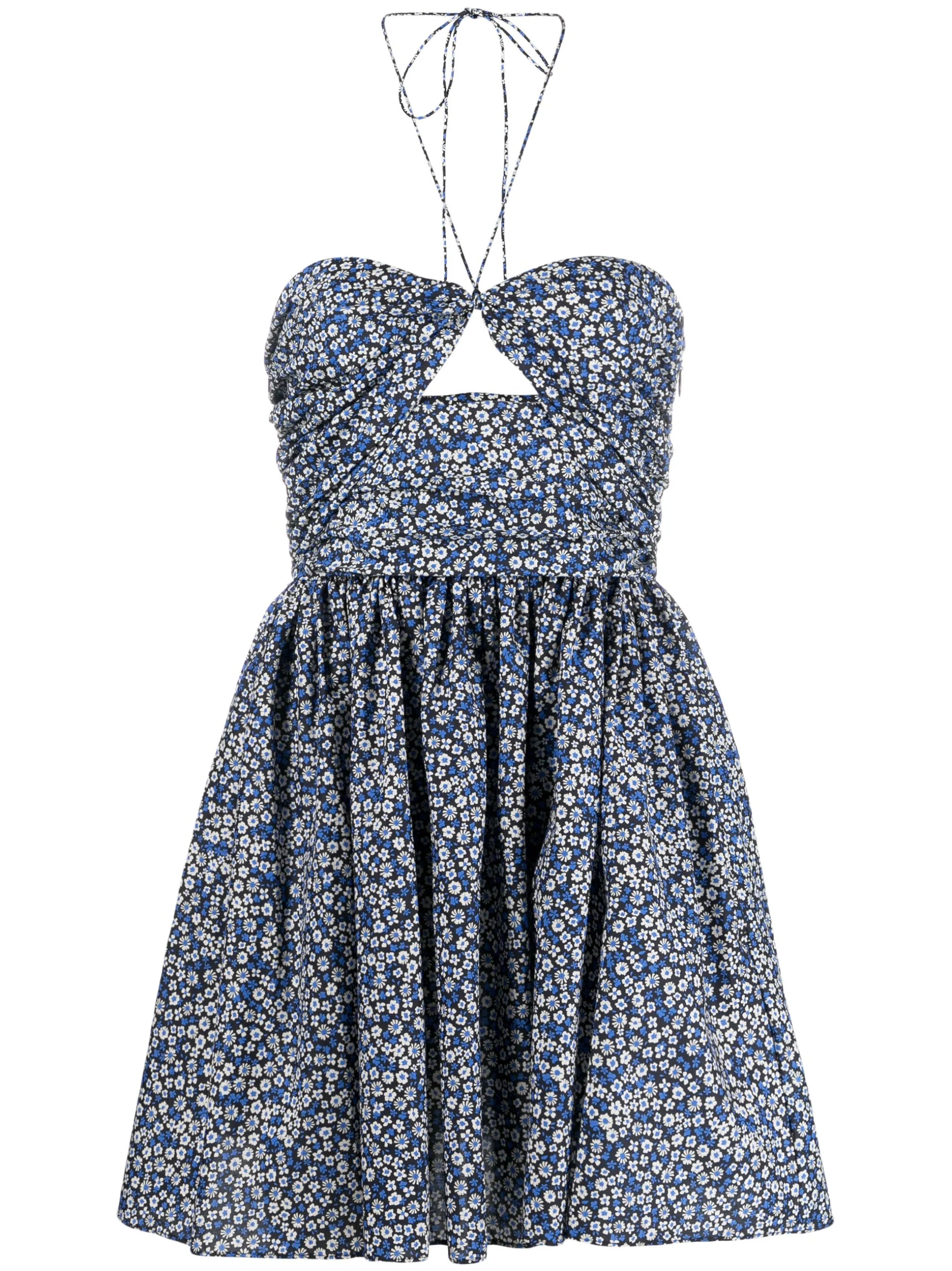 floral-print halterneck minidress