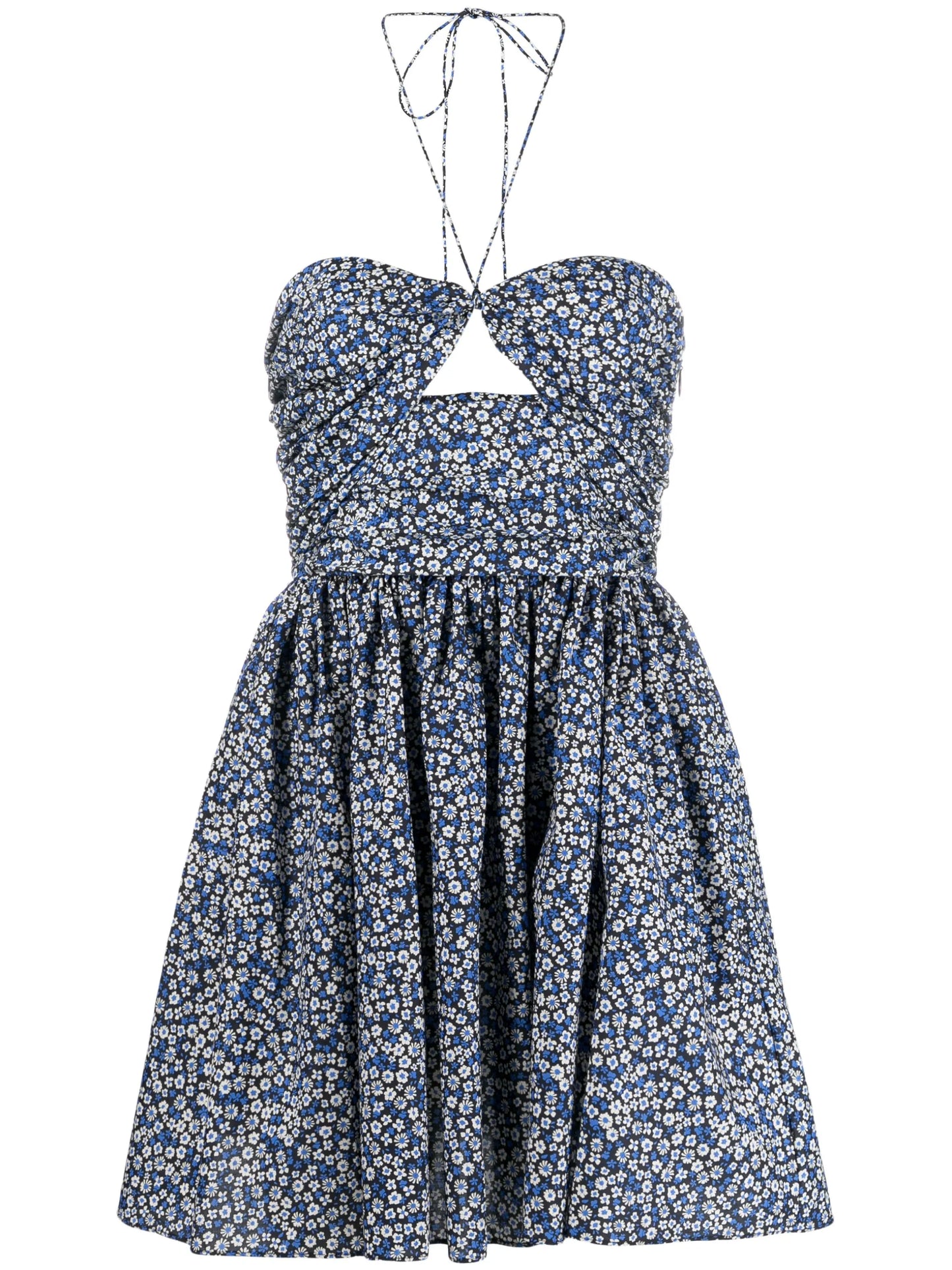 floral-print halterneck minidress