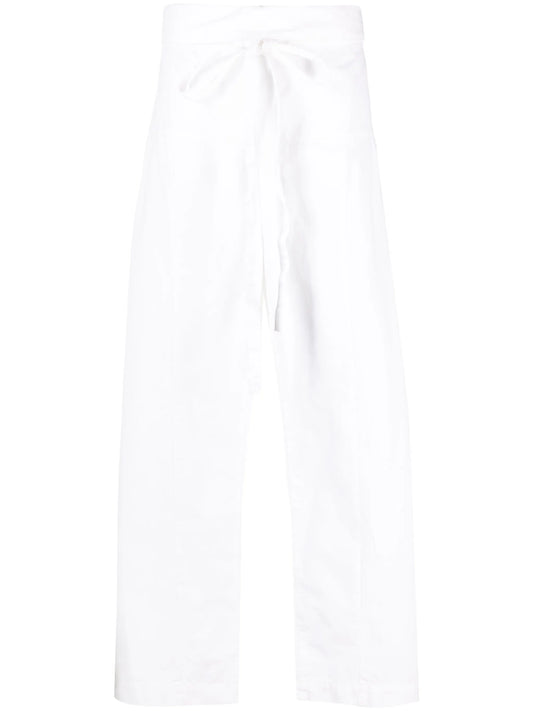 drawstring-waist wide-leg trousers