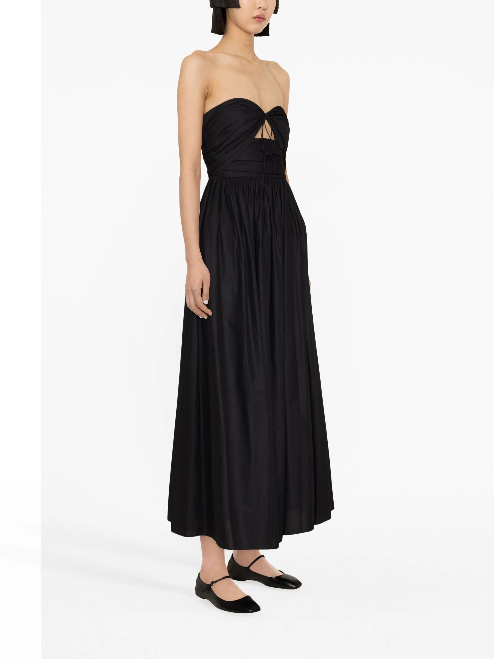 bandeau ruched cotton dress