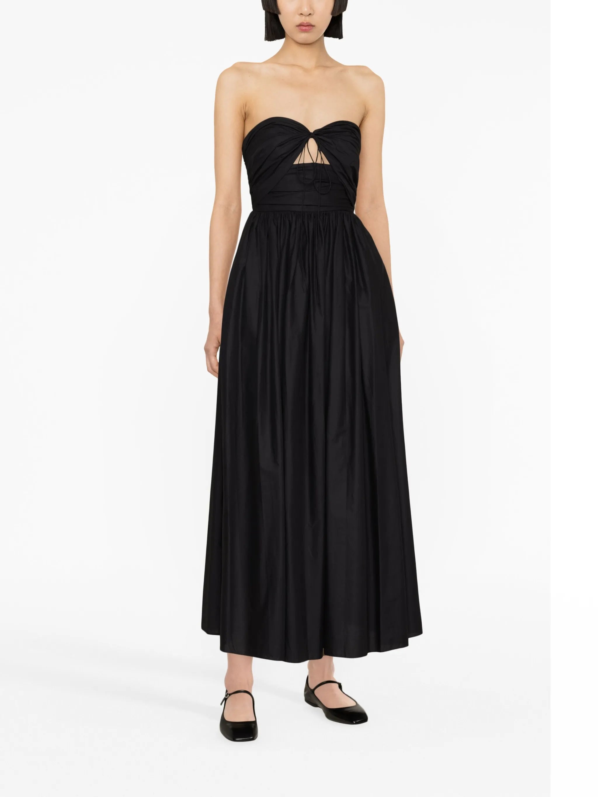 bandeau ruched cotton dress