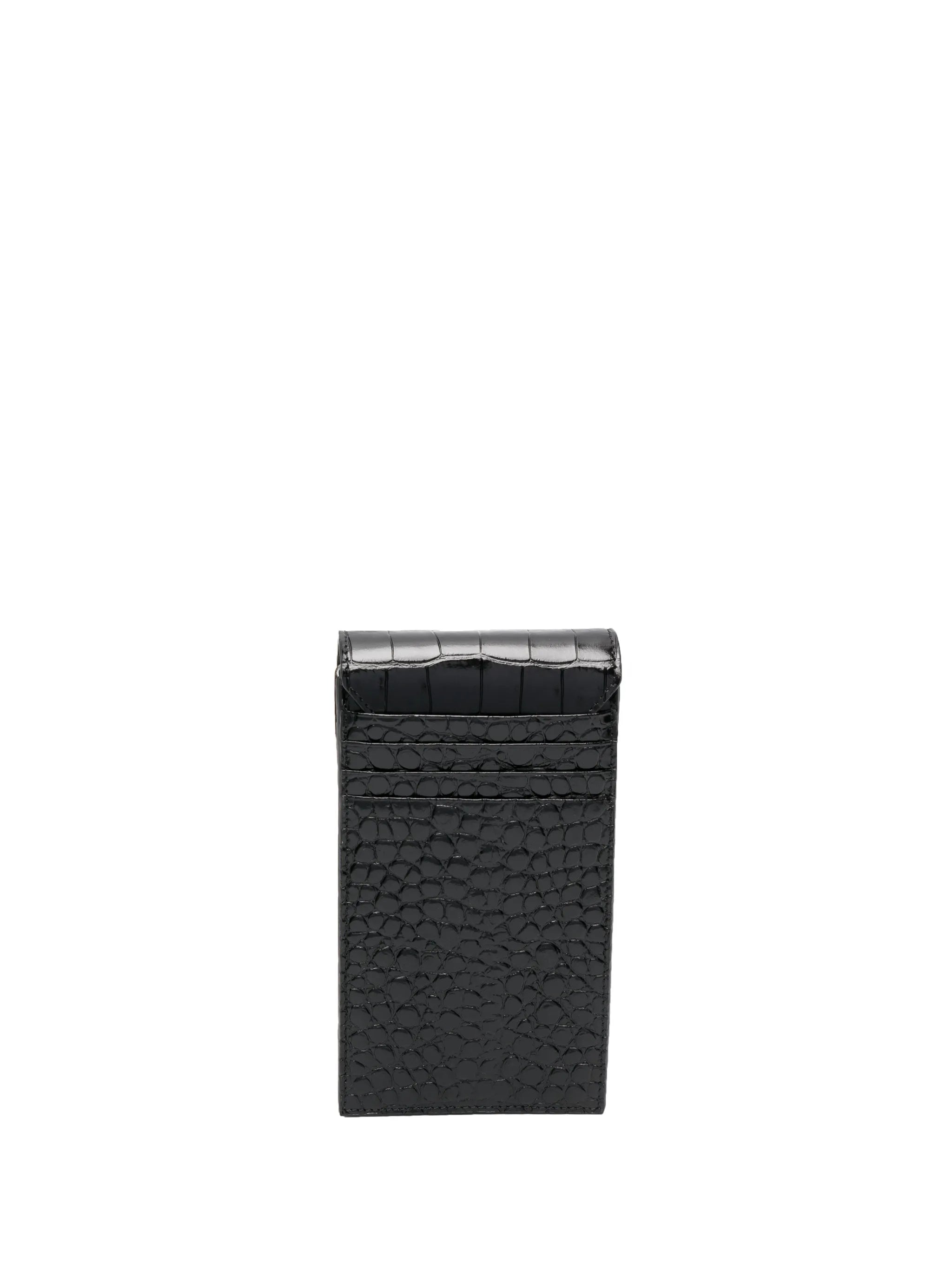Orb-logo crocodile-embossed phone bag