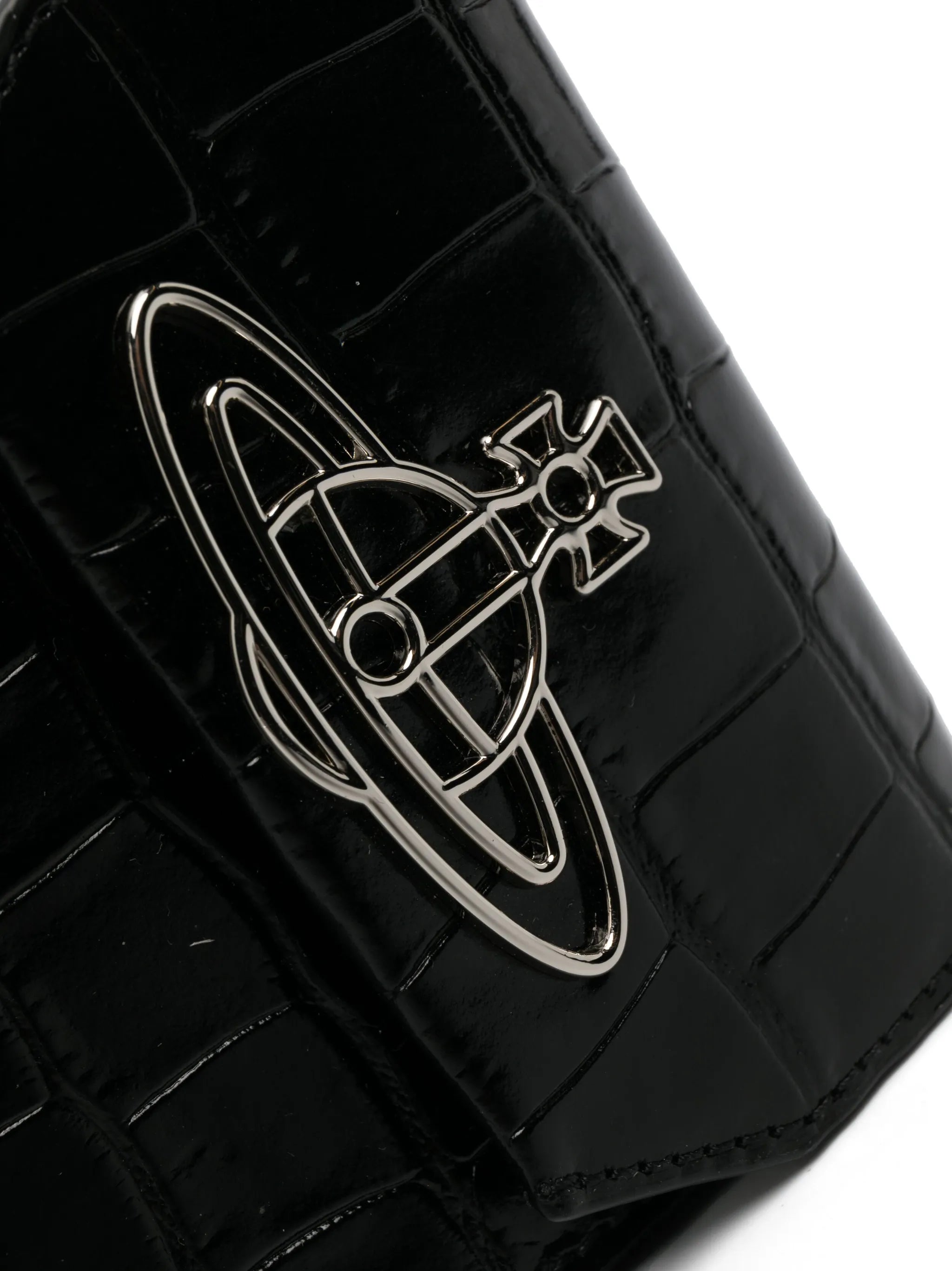 Orb-logo crocodile-embossed phone bag