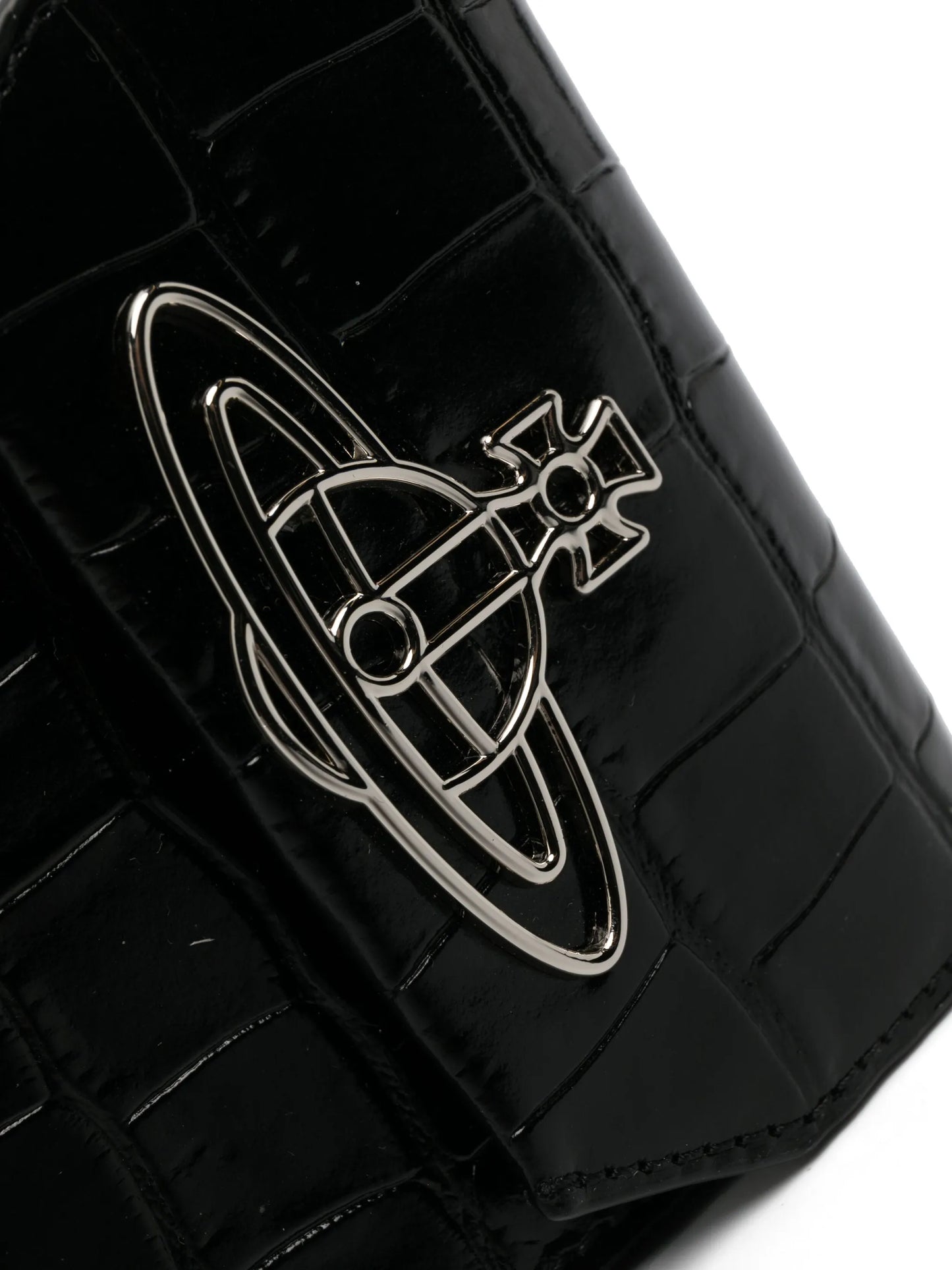 Orb-logo crocodile-embossed phone bag