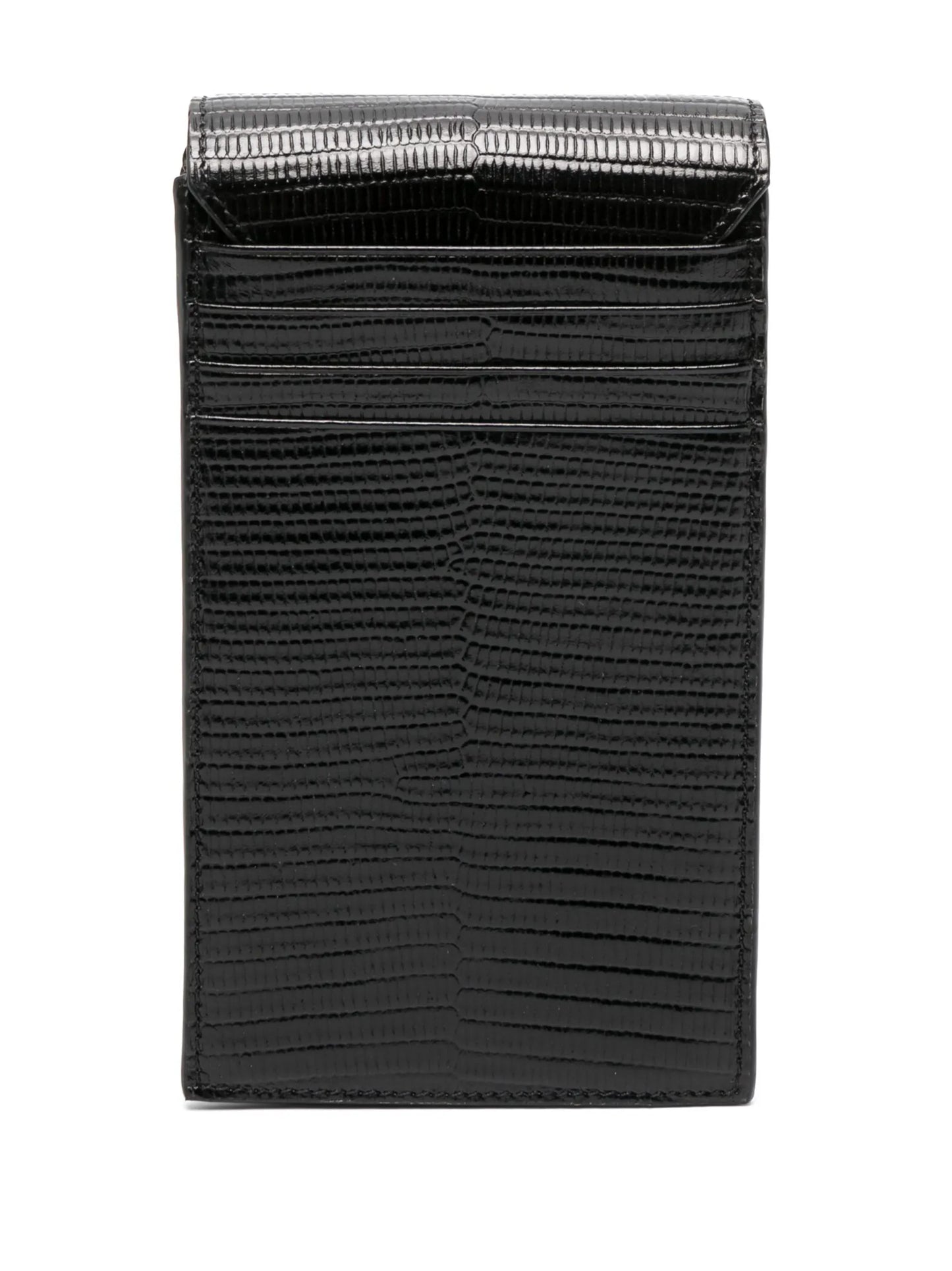 Orb-plaque leather phone pouch