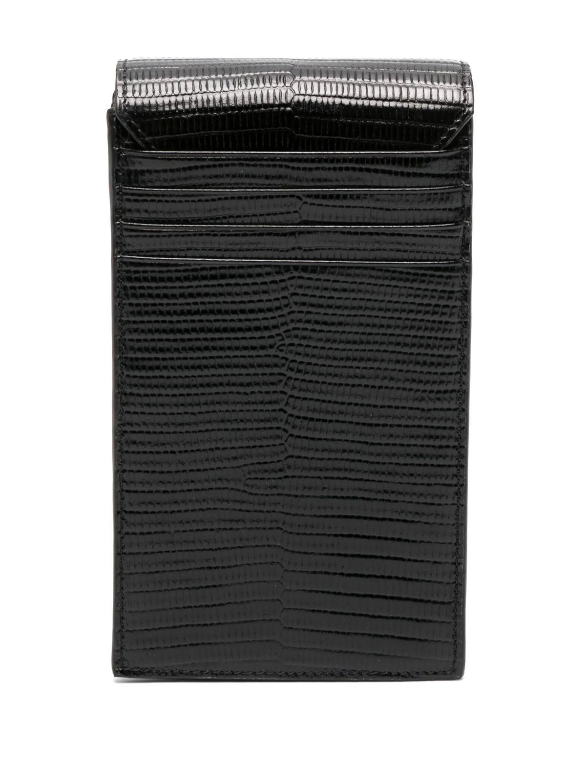 Orb-plaque leather phone pouch