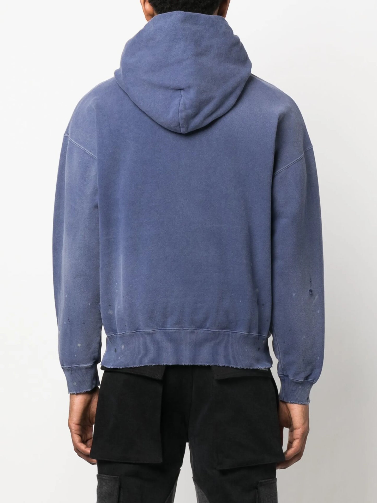 logo-patch distressed cotton hoodie