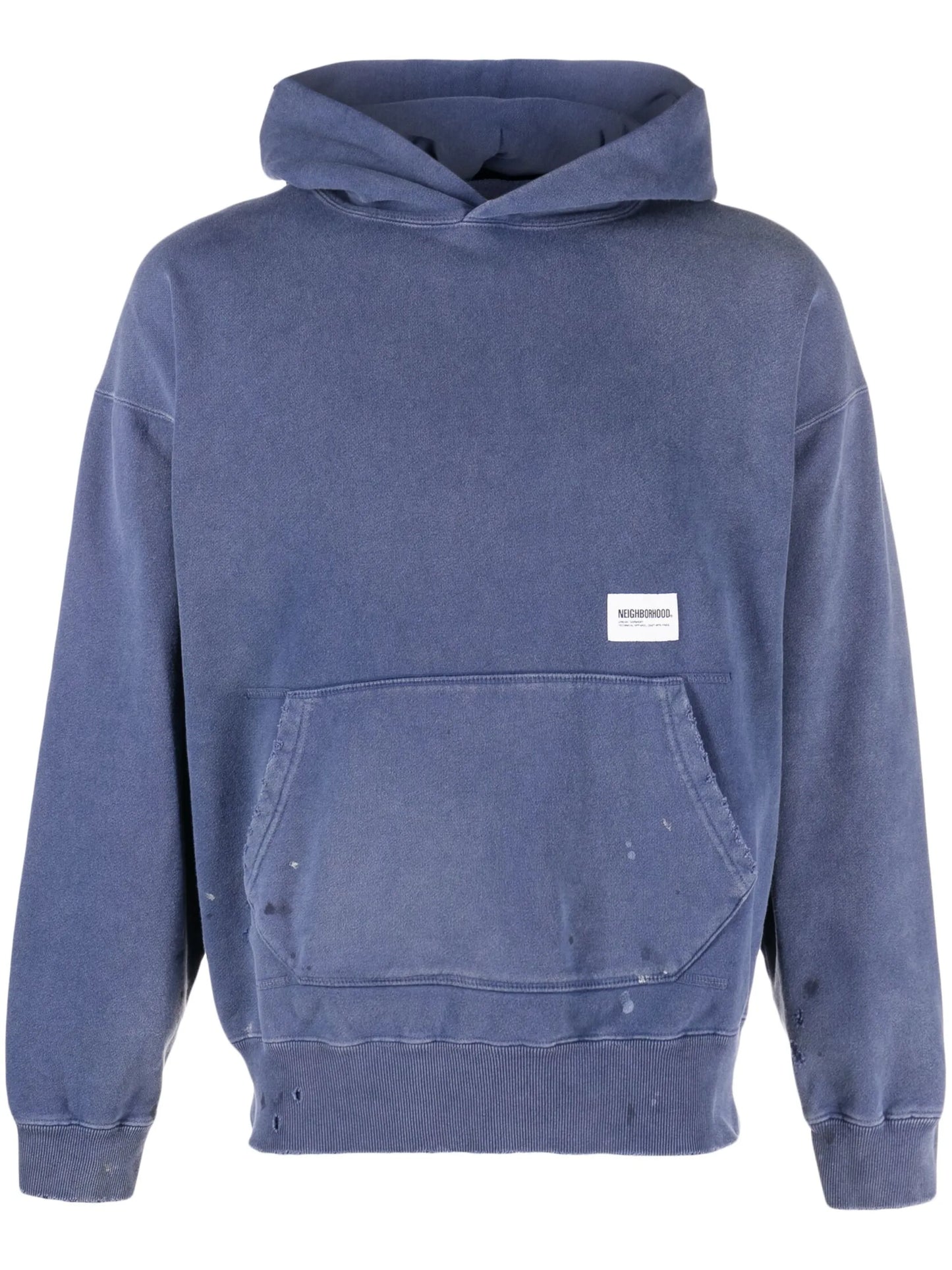 logo-patch distressed cotton hoodie
