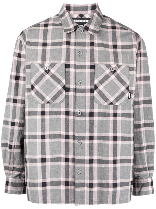 check-pattern long-sleeve shirt