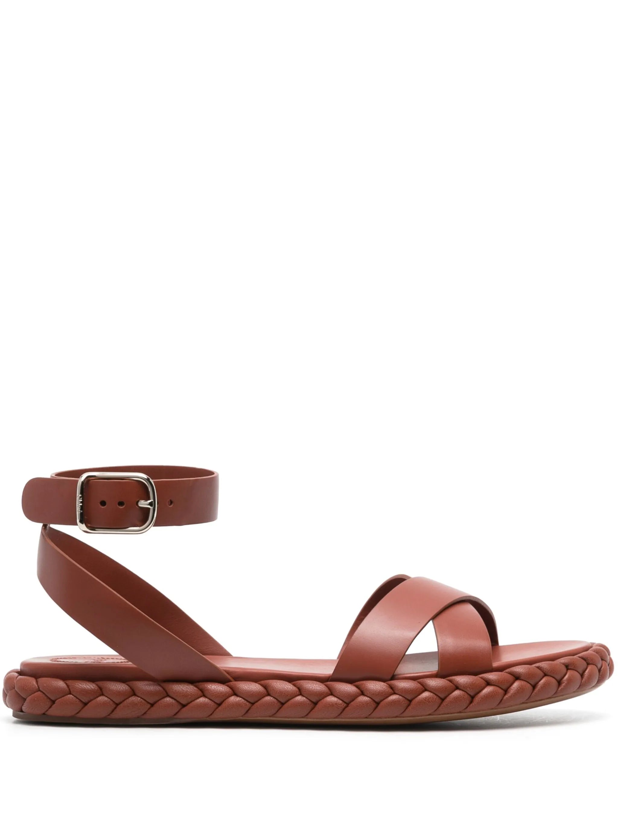 crossover leather sandals