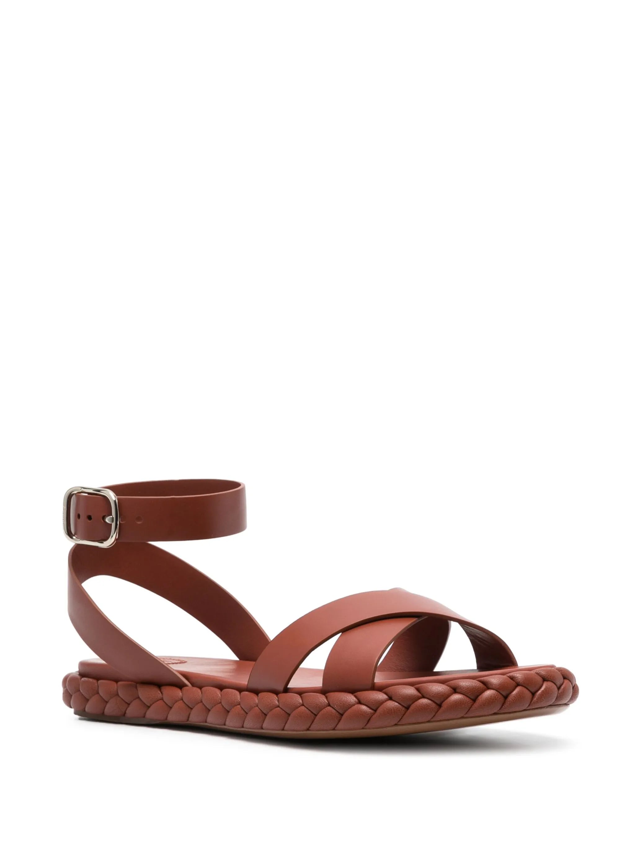 crossover leather sandals