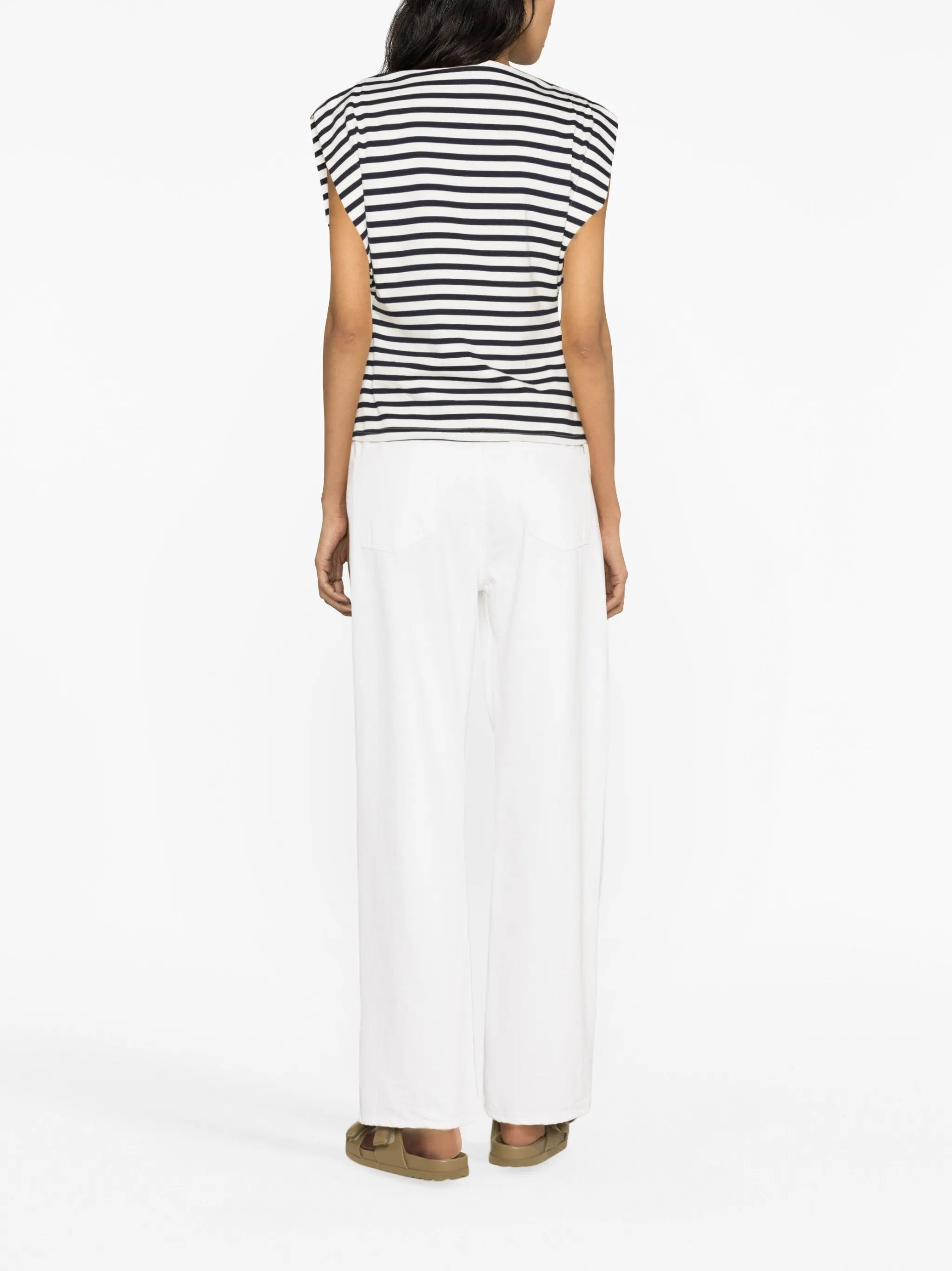 boat-neck striped T-shirt