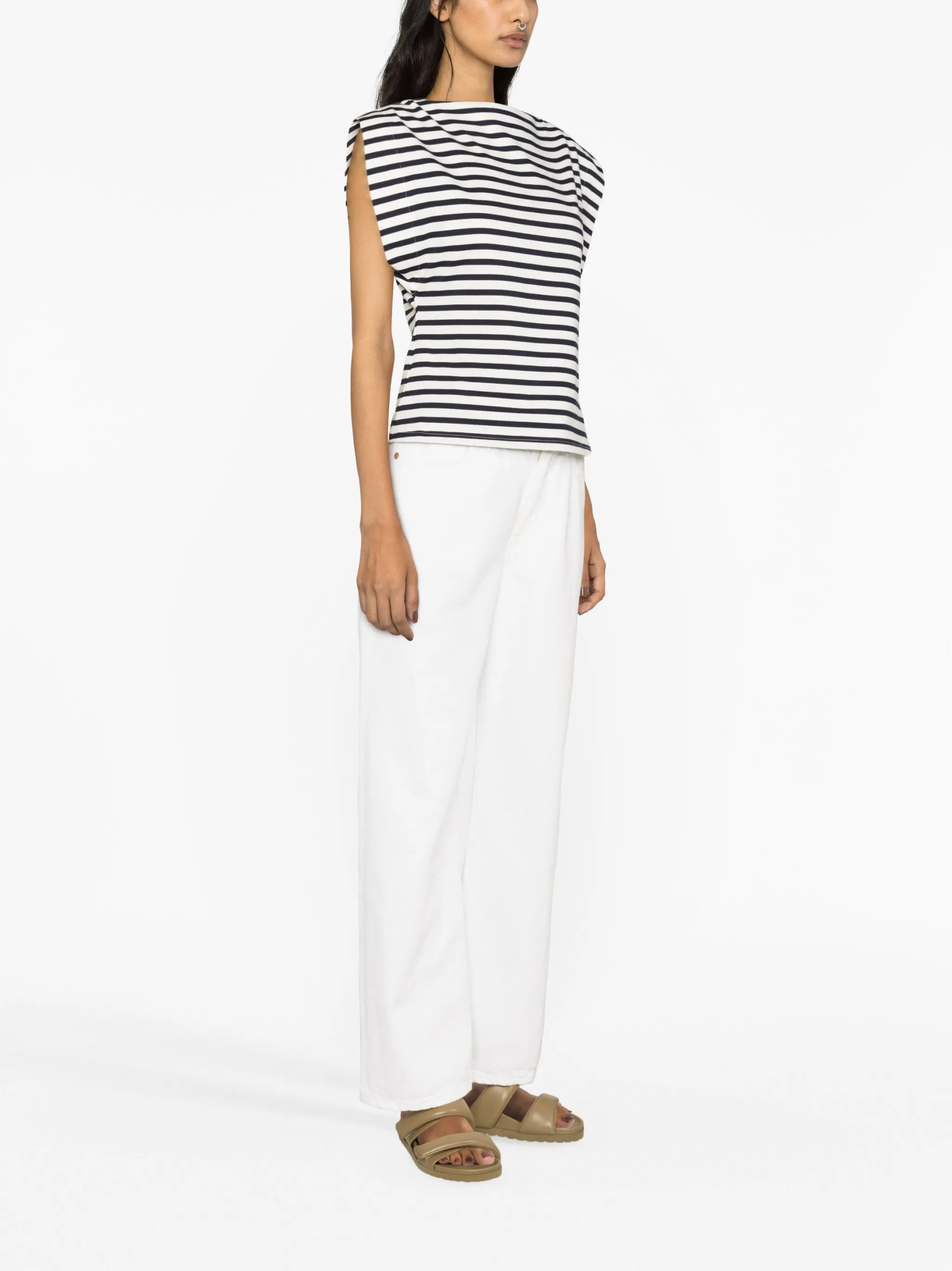 boat-neck striped T-shirt
