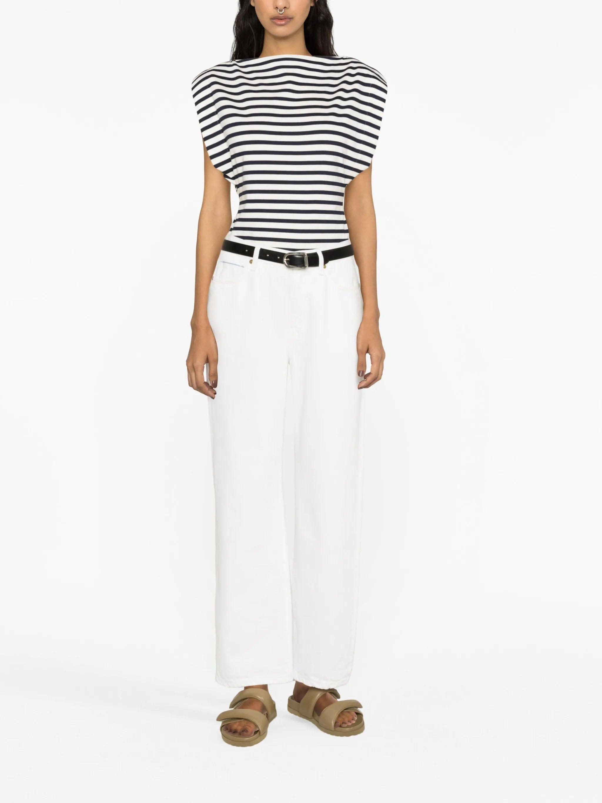 boat-neck striped T-shirt