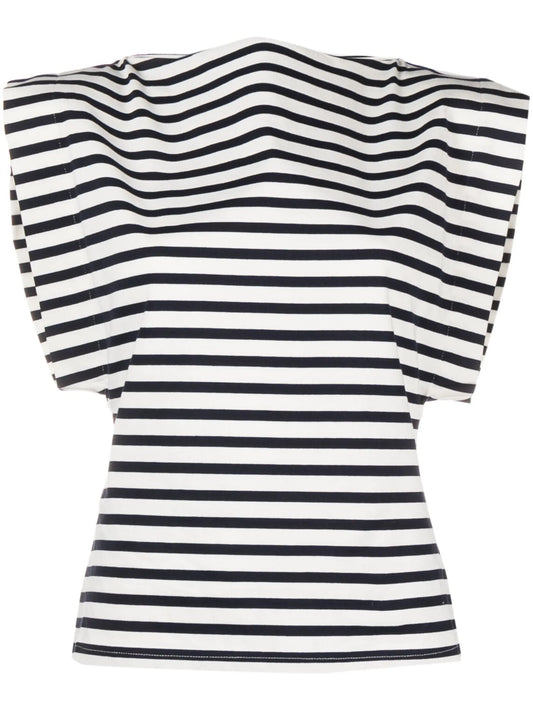 boat-neck striped T-shirt