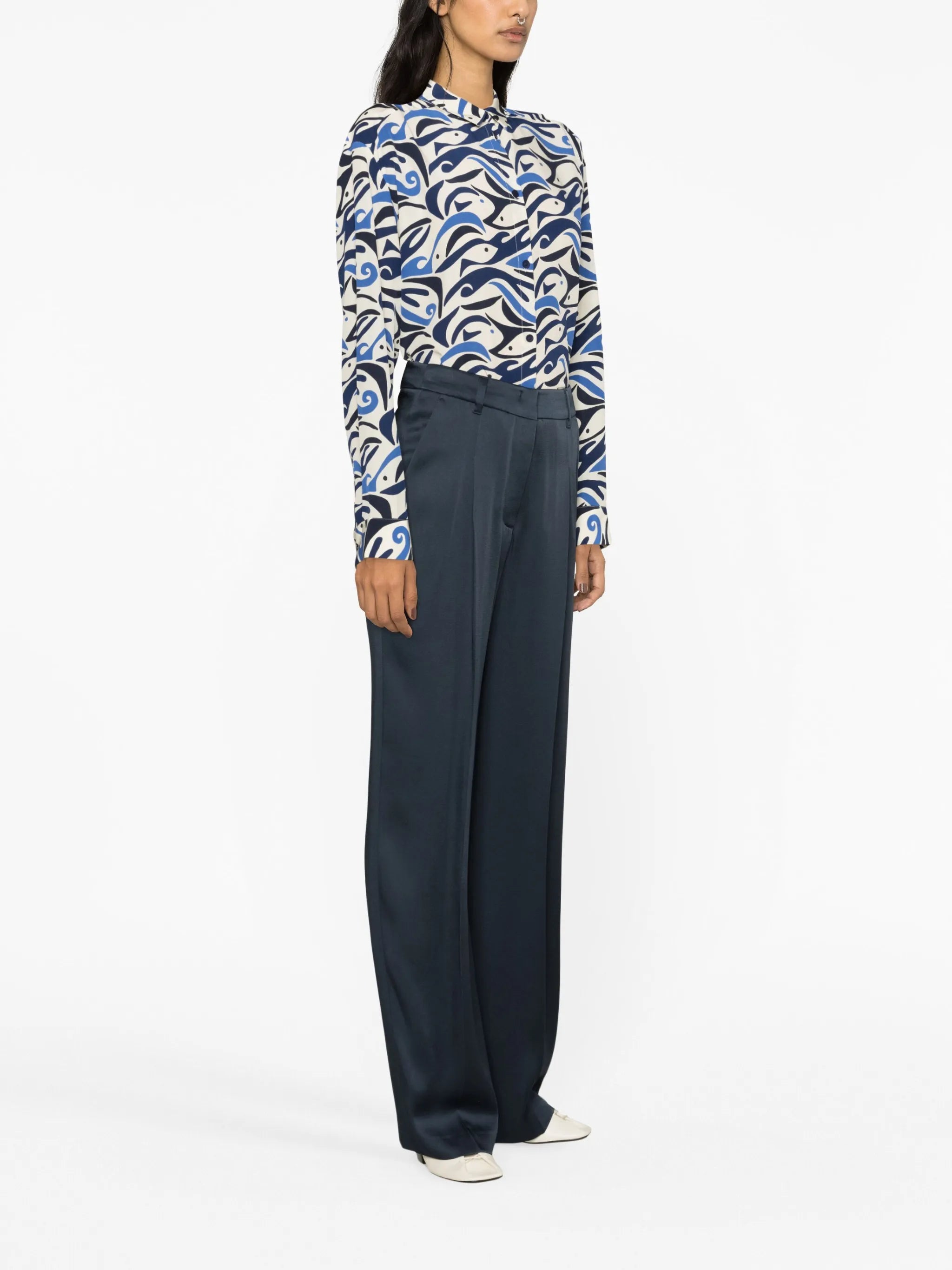 abstract-print silk shirt