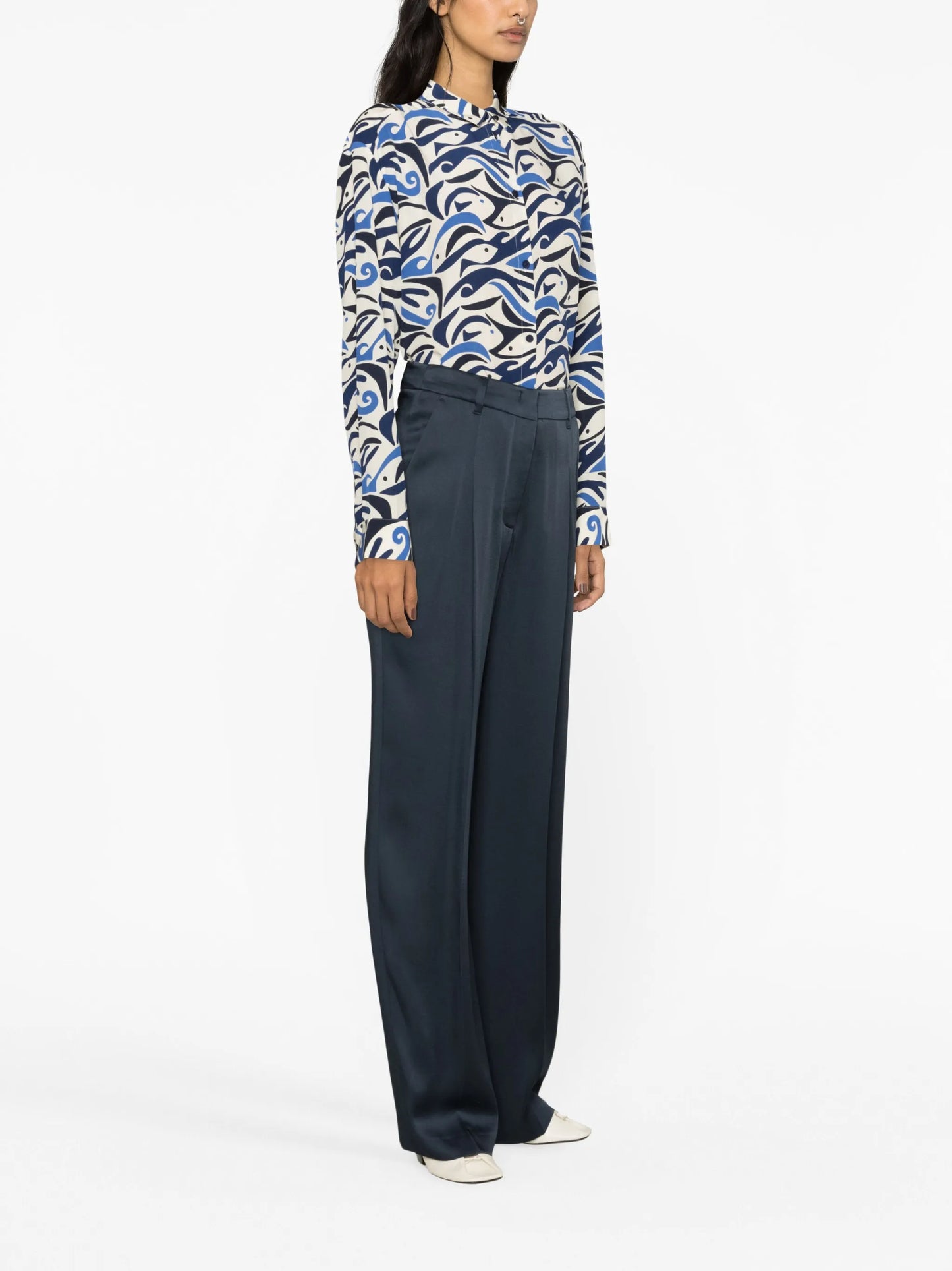 abstract-print silk shirt