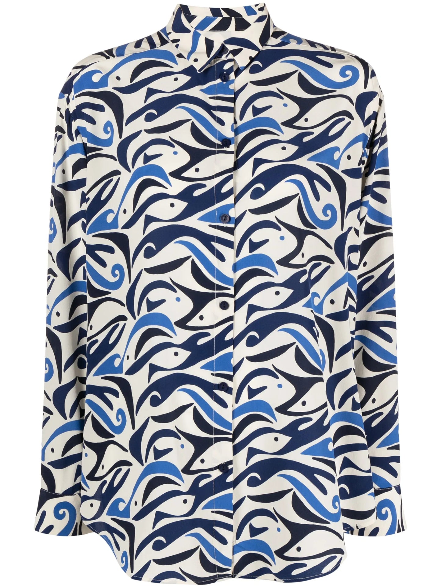 abstract-print silk shirt