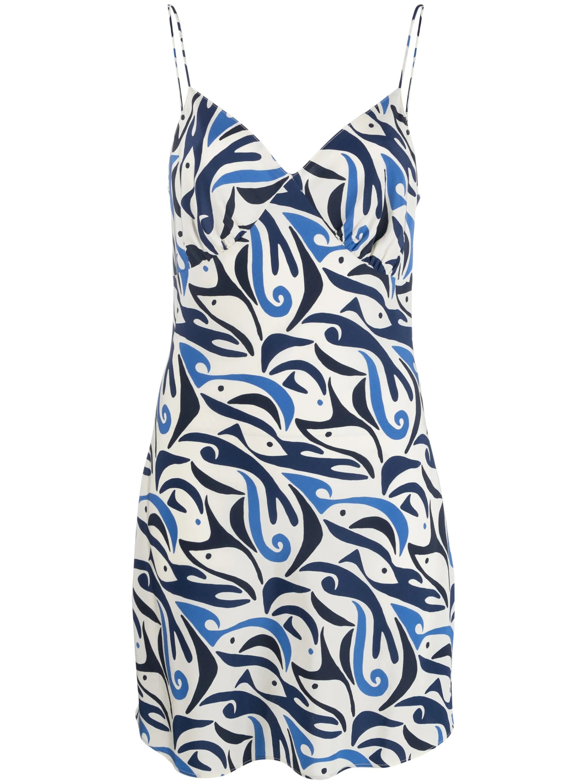 abstract-print silk mini dress