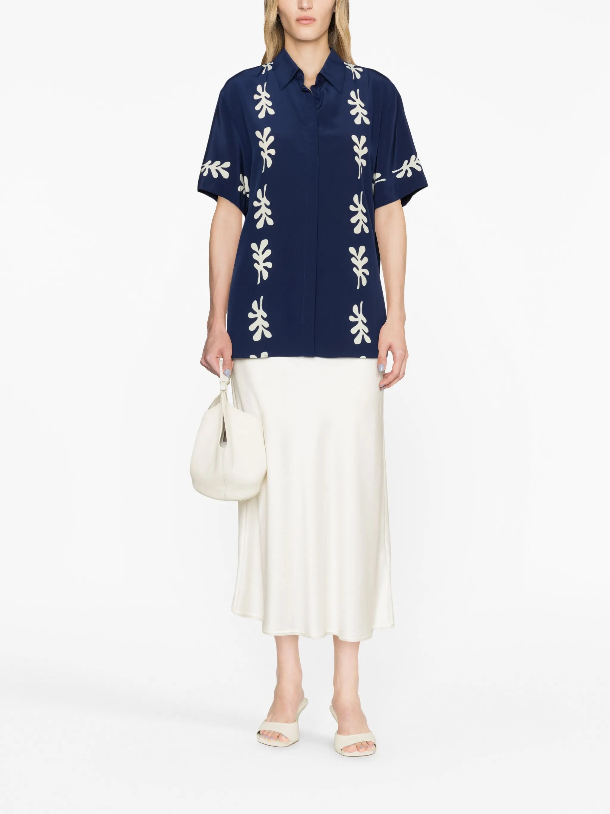 fig leaf print silk shirt