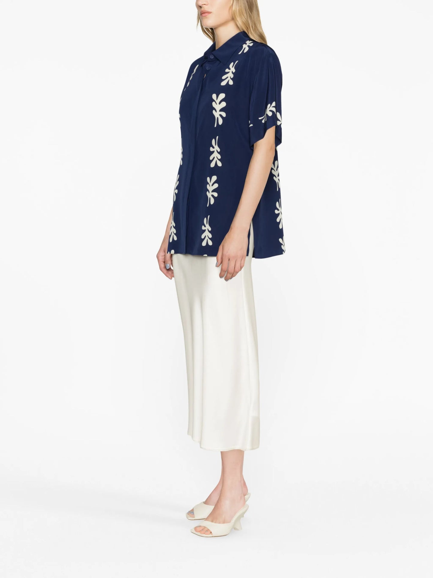 fig leaf print silk shirt