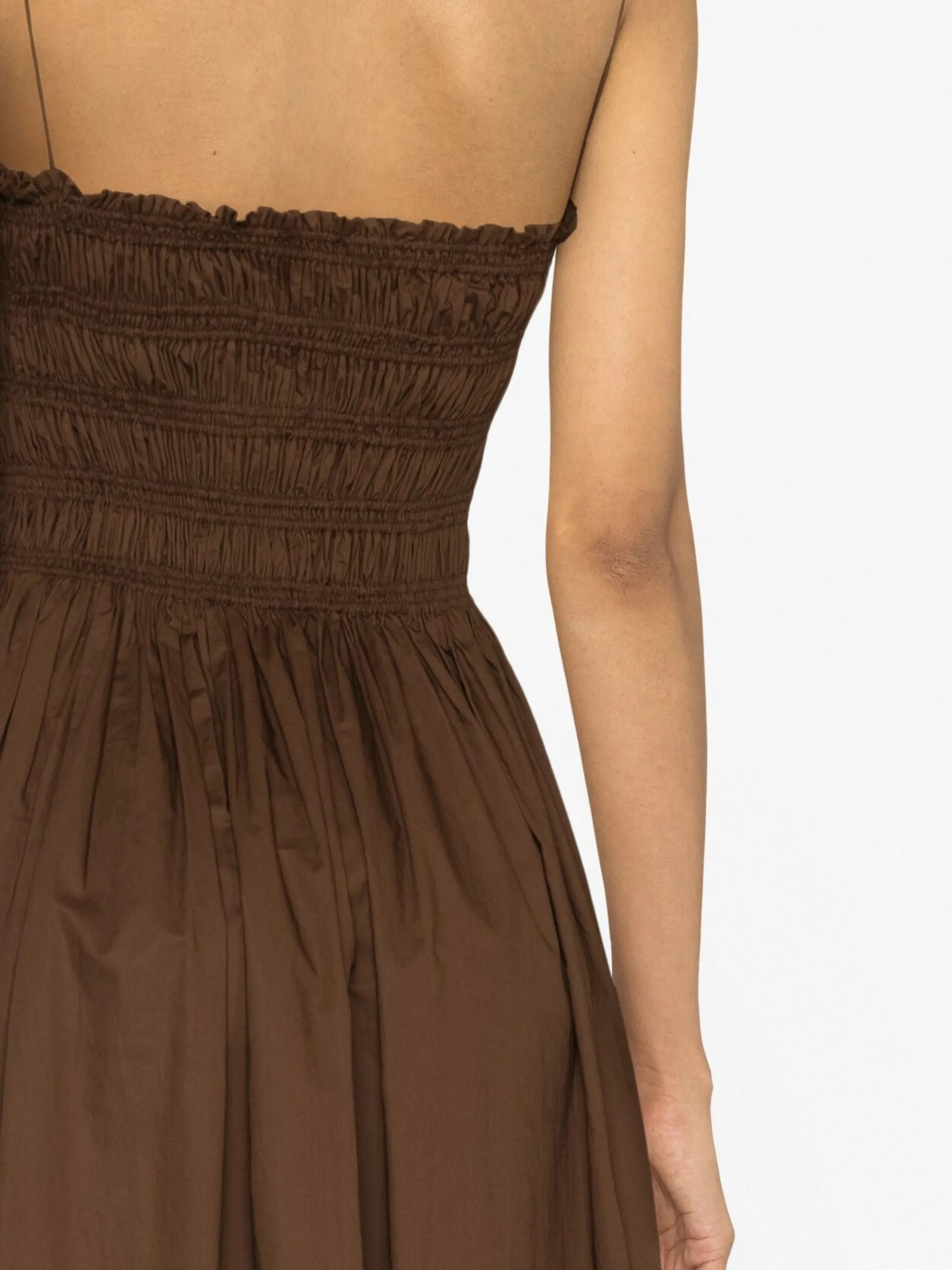 shirred cotton midi dress