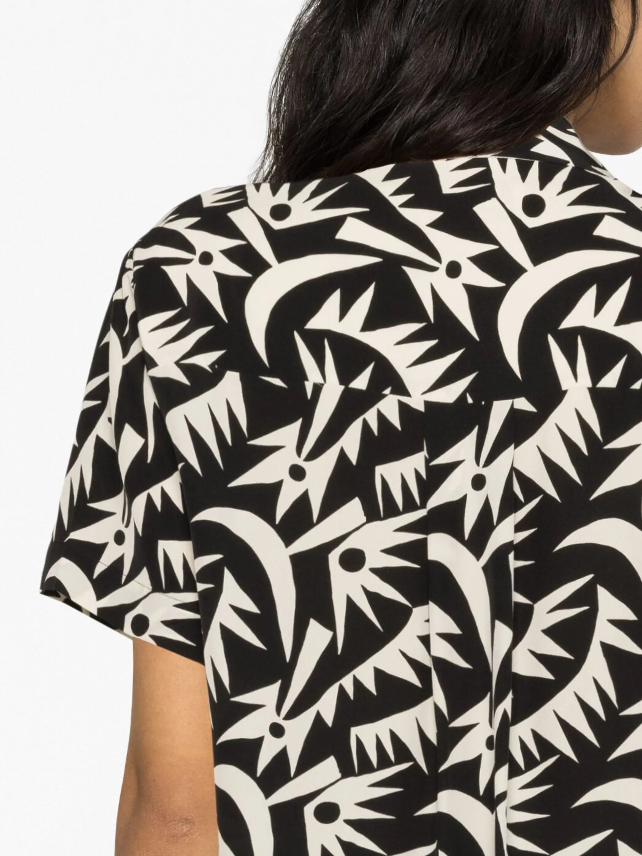 graphic-print short-sleeve silk shirt