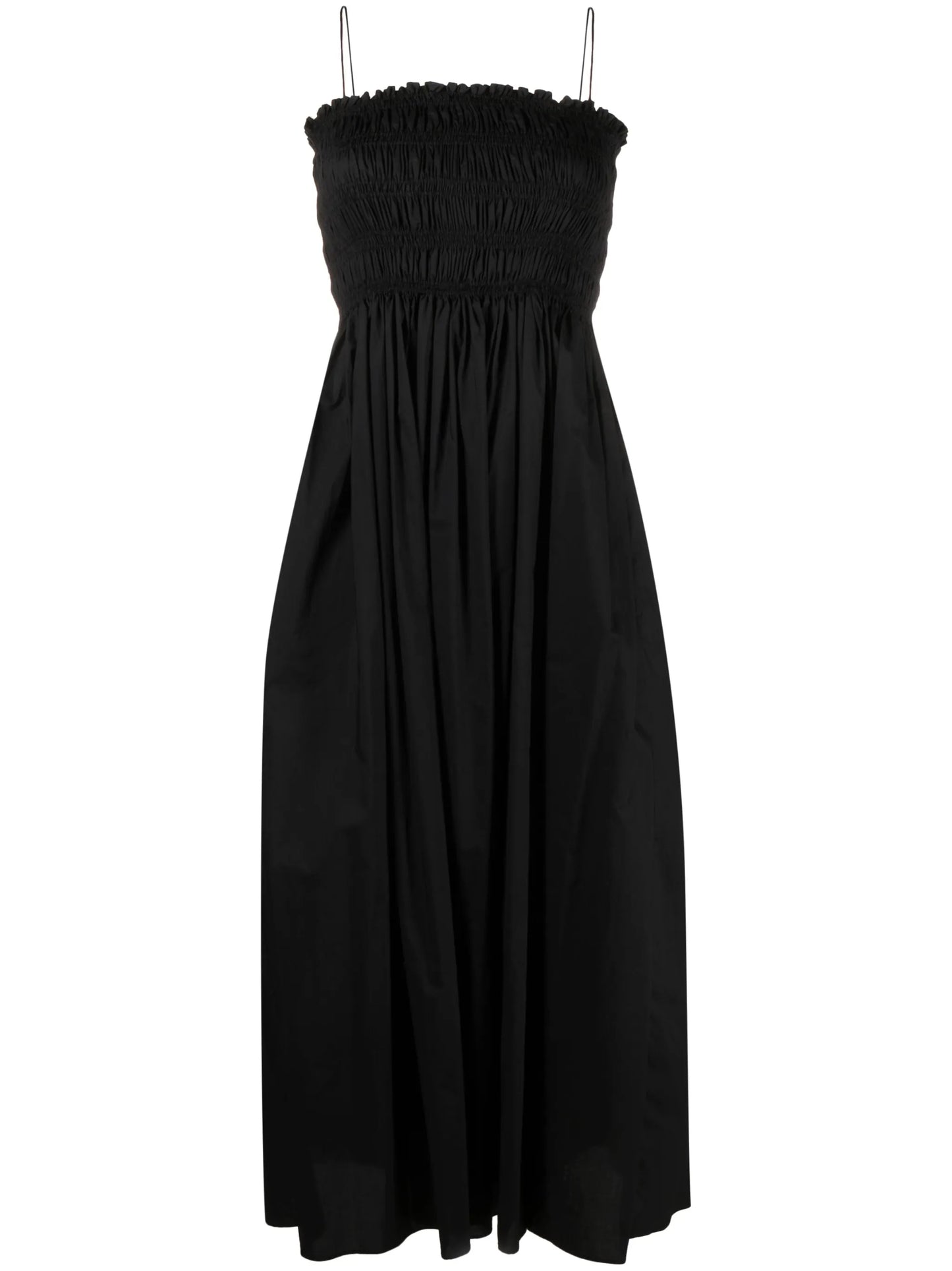 shirred-panel poplin midi dress