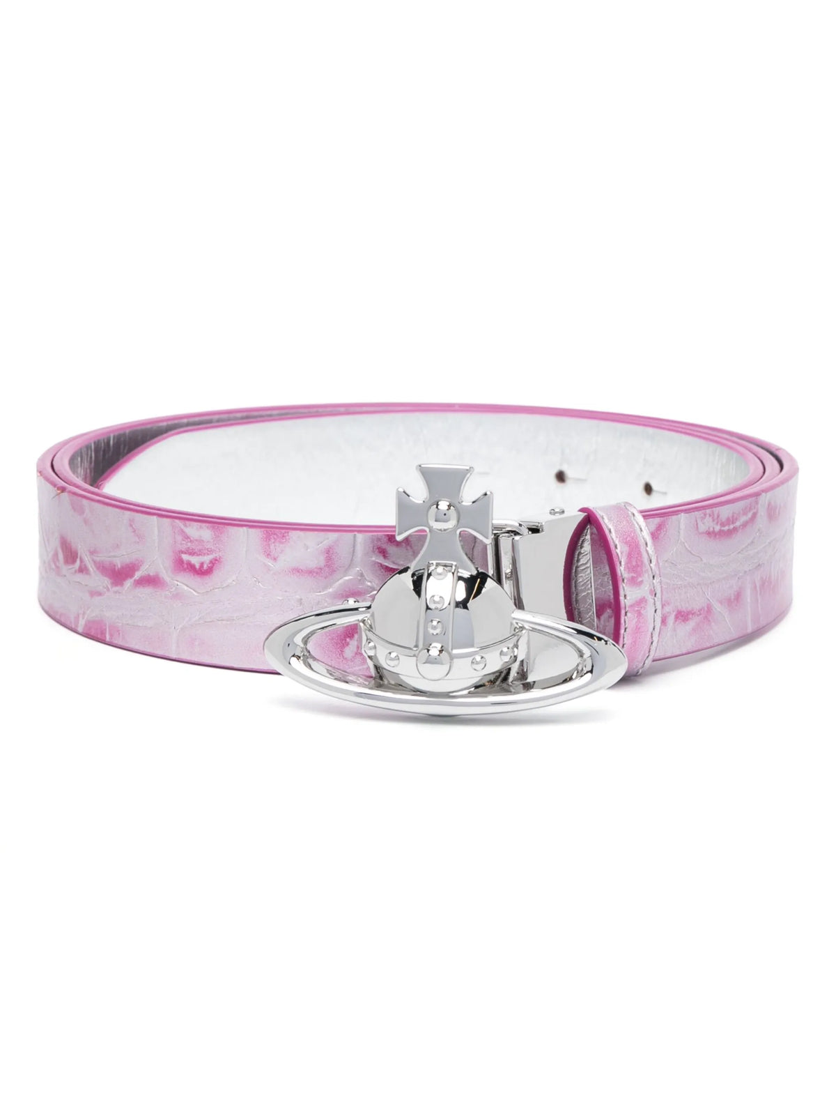 Orbit-buckle leather belt