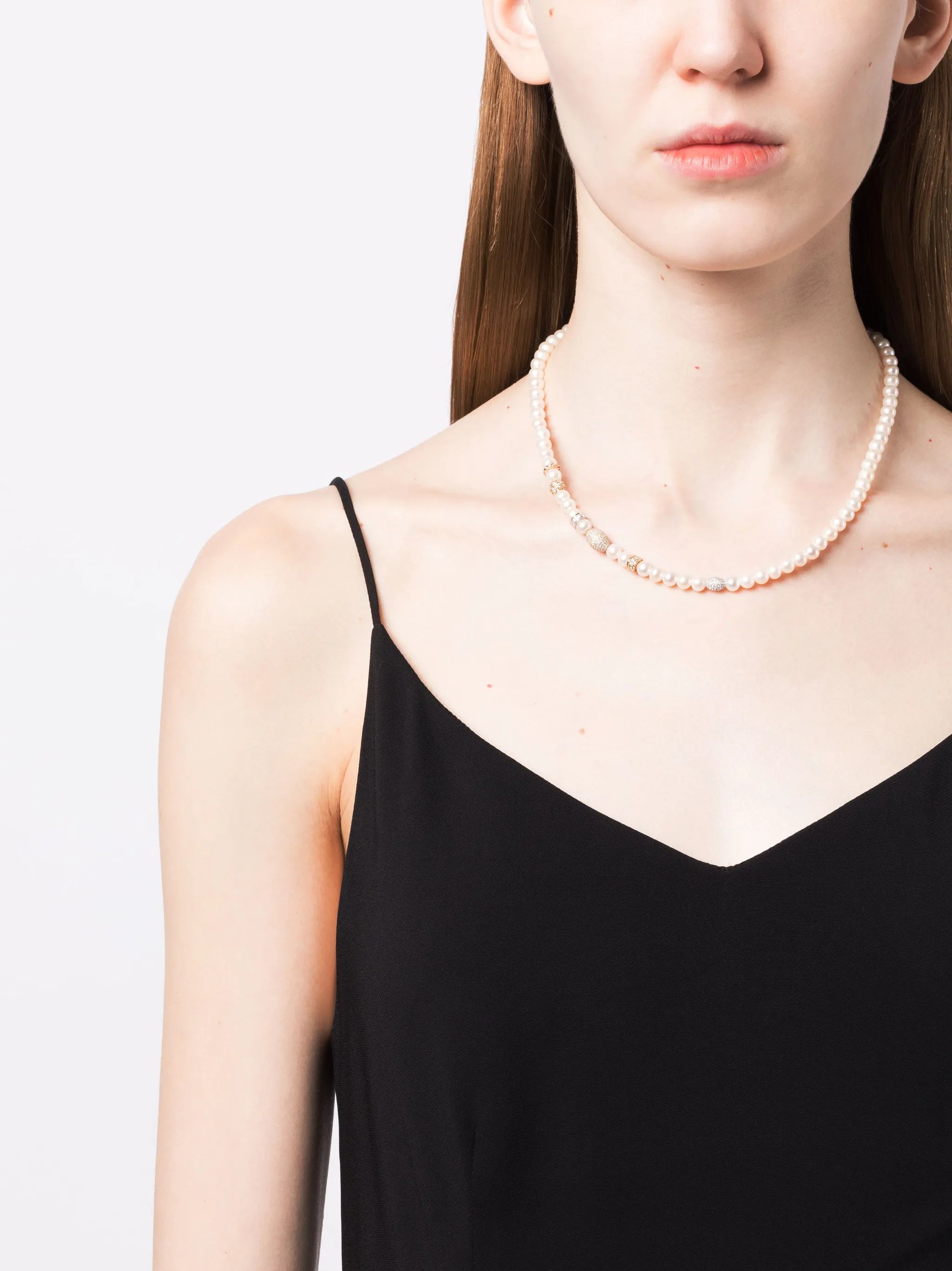18kt yellow gold pearl and diamond necklace