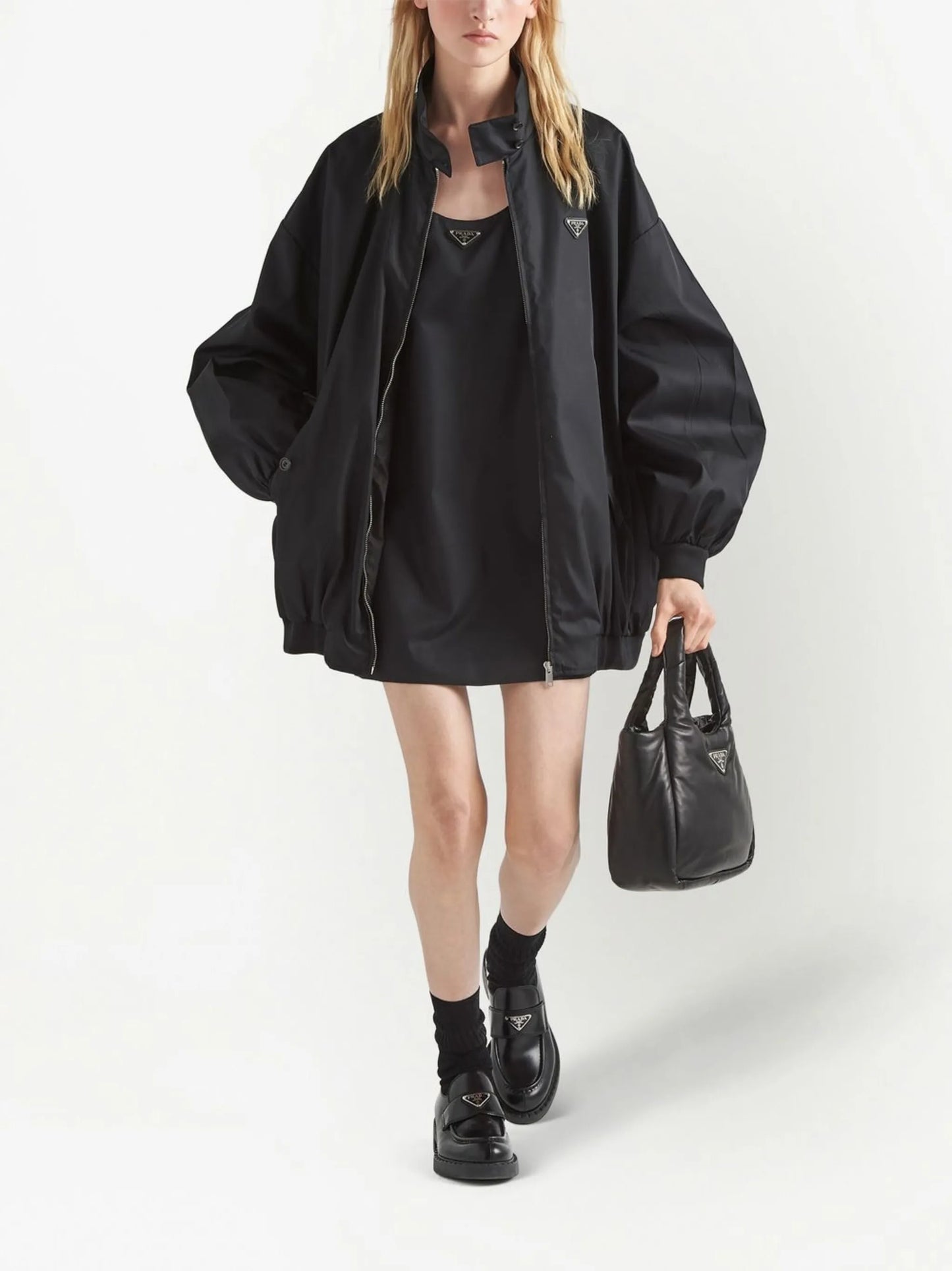 Re-Nylon logo-plaque minidress