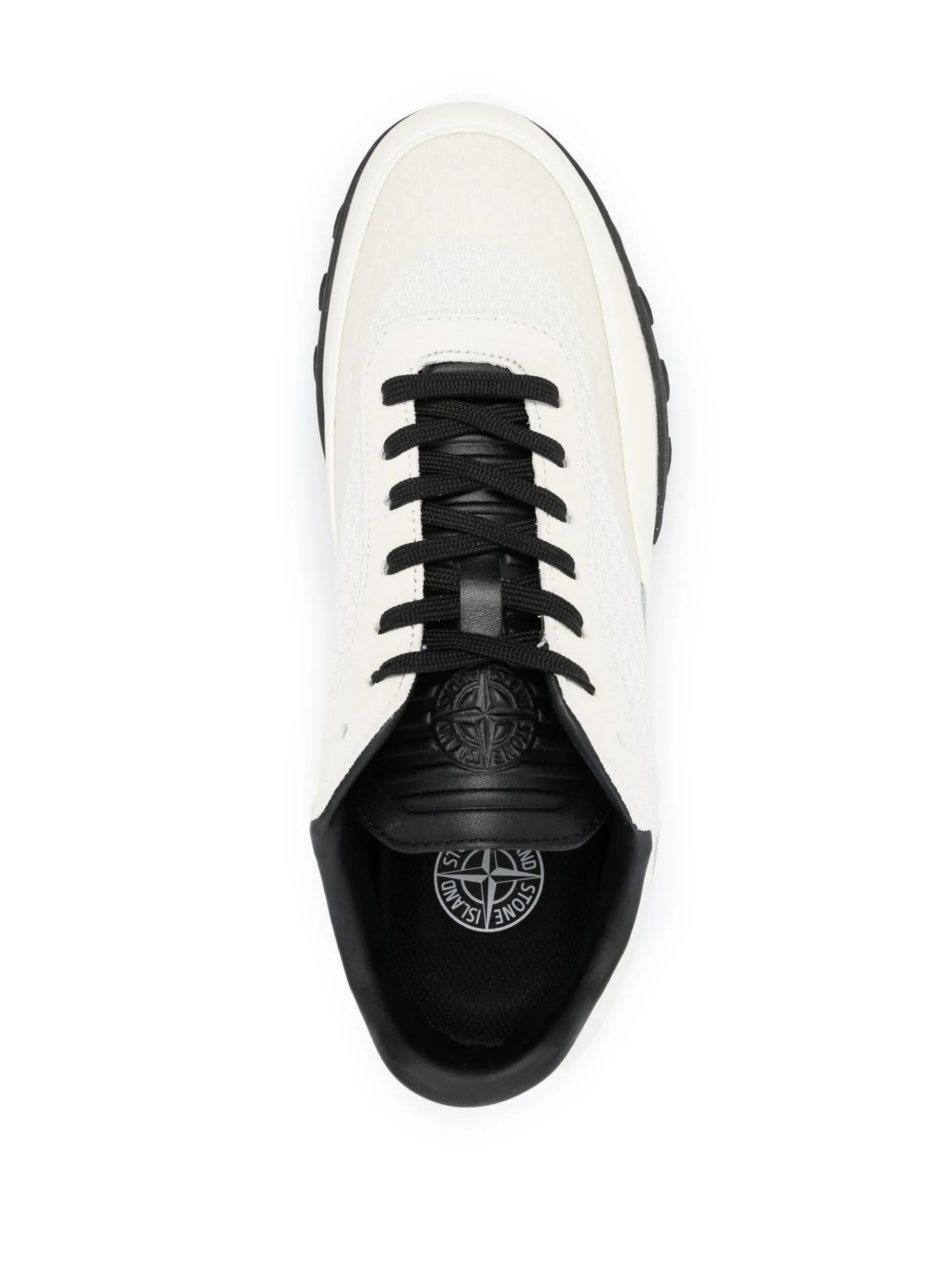 Compass-motif low-top leather sneakers