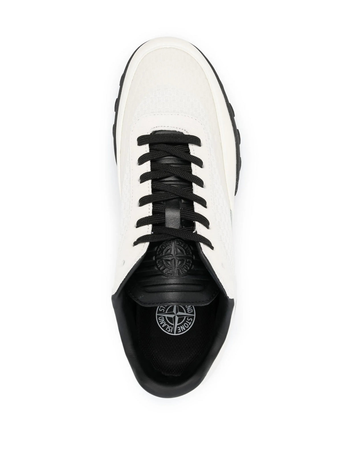 Compass-motif low-top leather sneakers