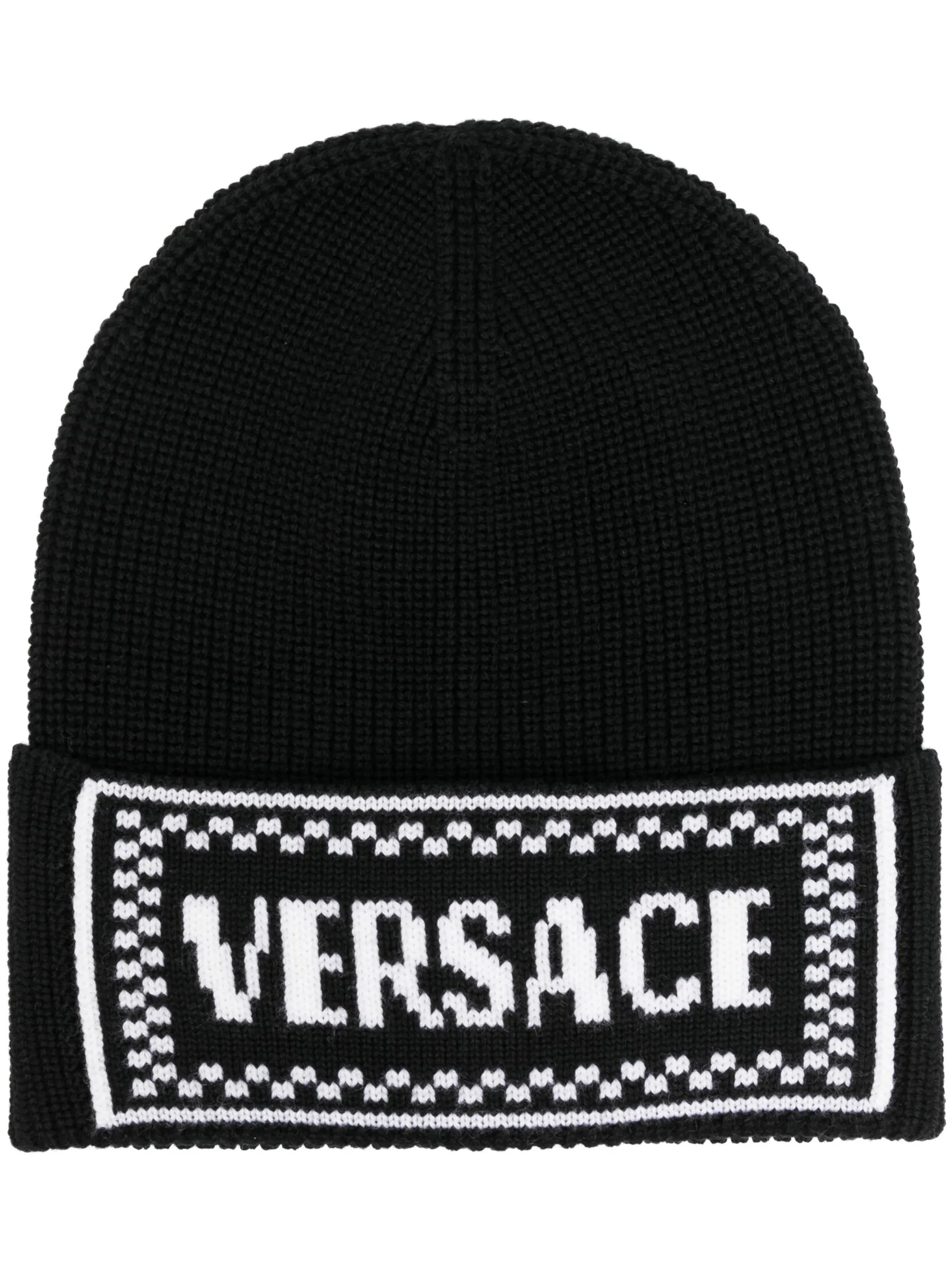 intarsia-knit logo beanie