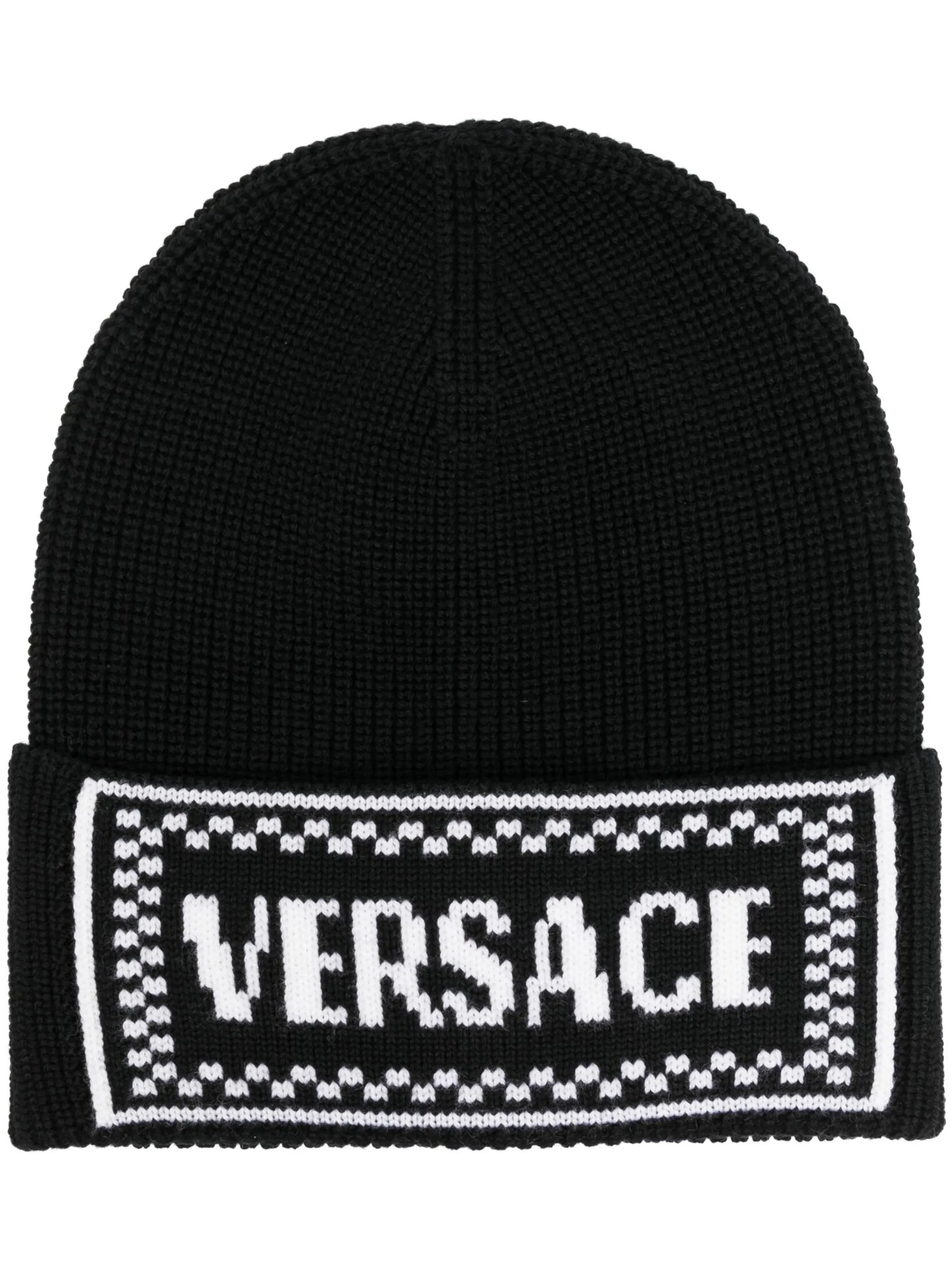 intarsia-knit logo beanie