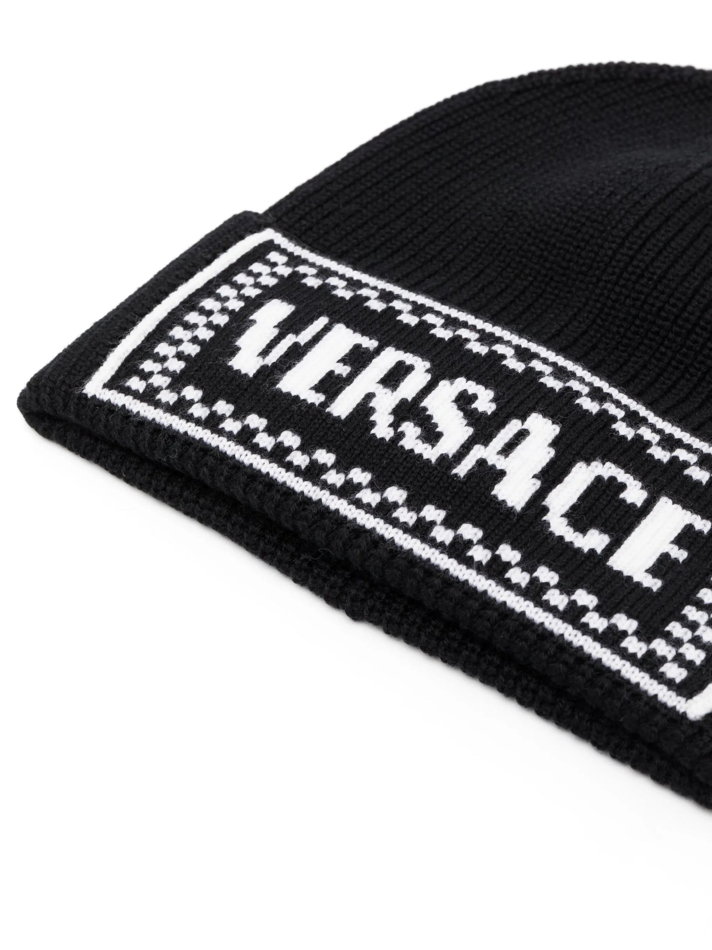 intarsia-knit logo beanie