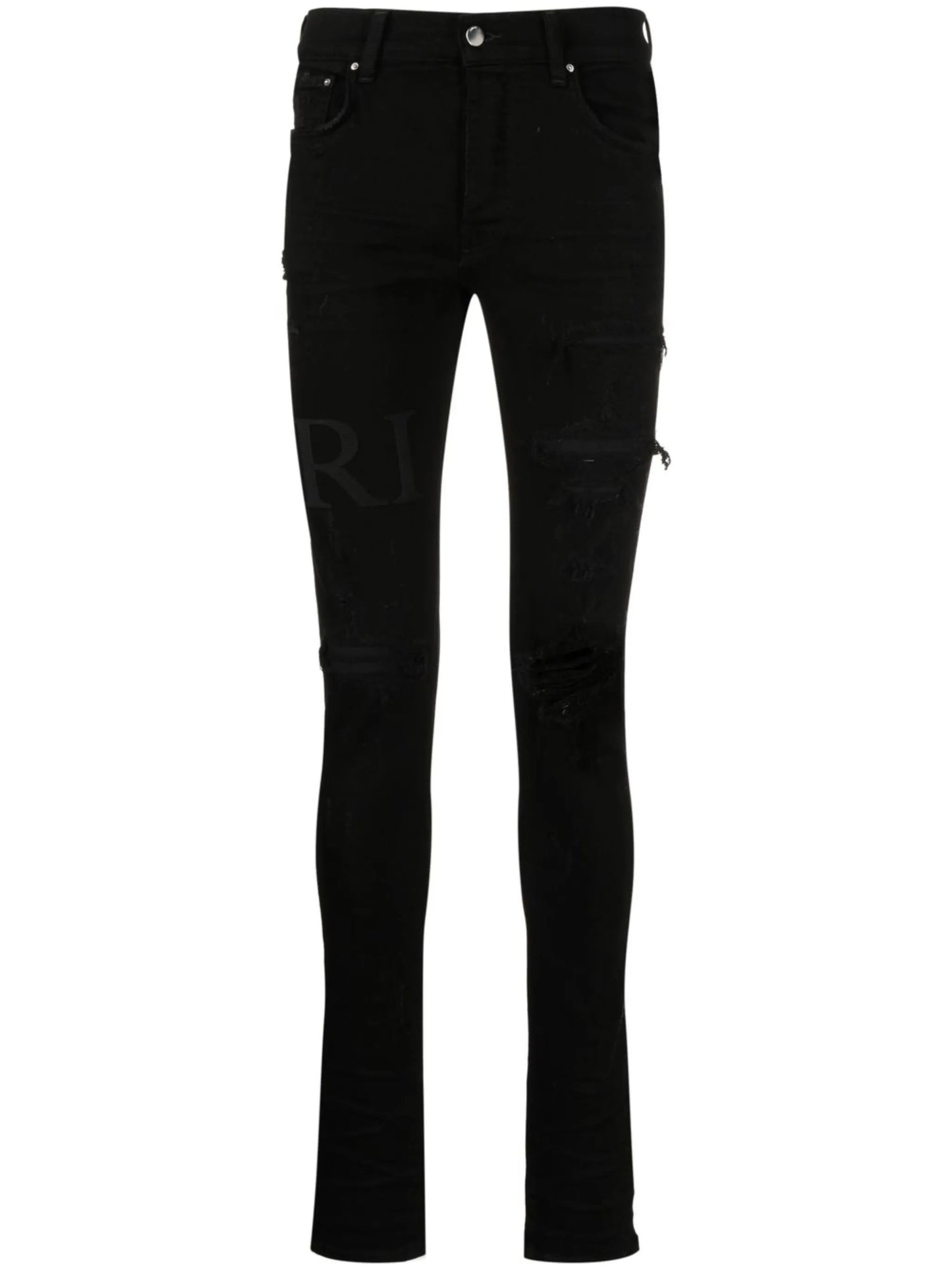 ripped-knee logo-print skinny jeans
