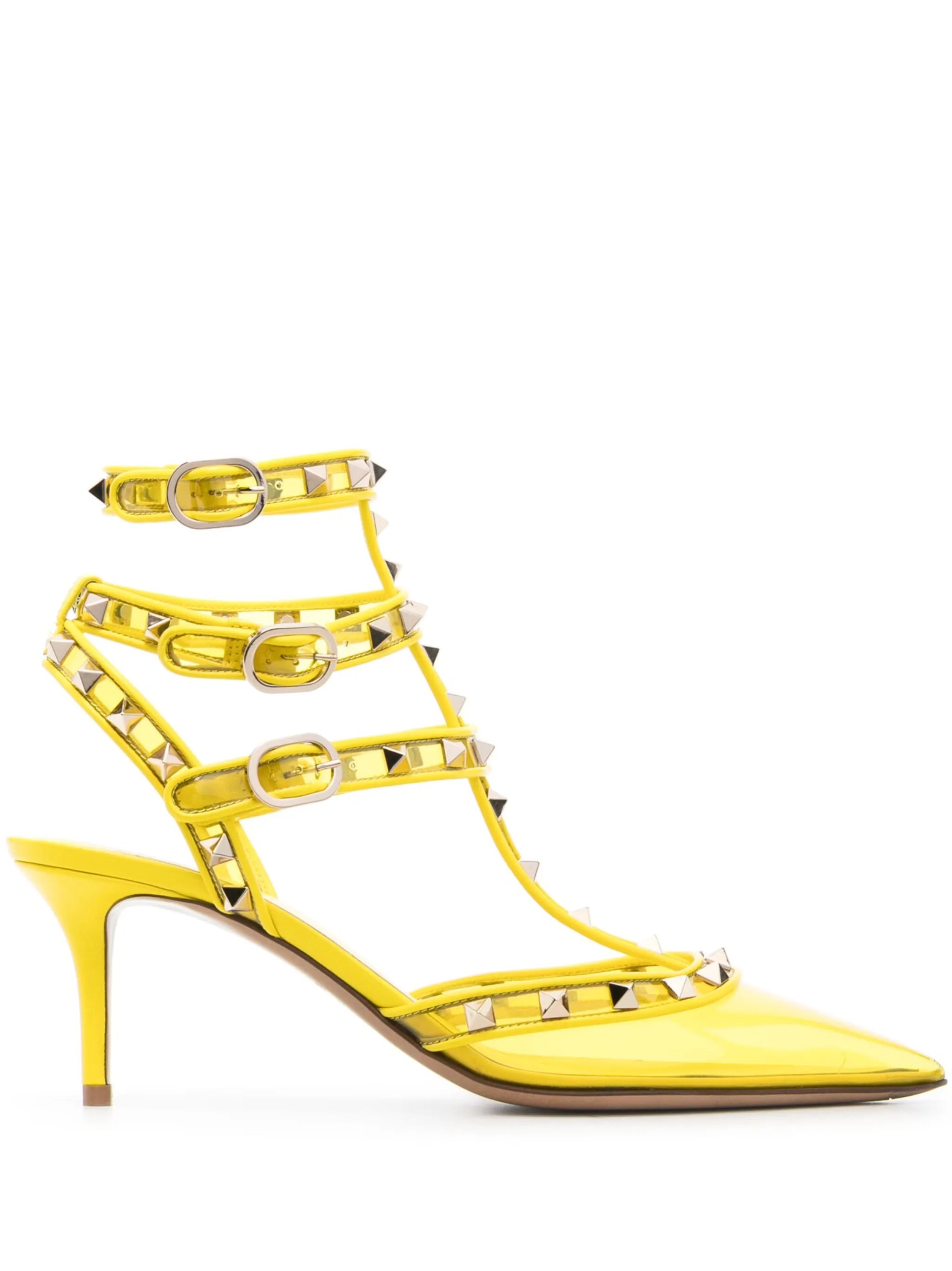 Rockstud 75mm transparent-toe pumps