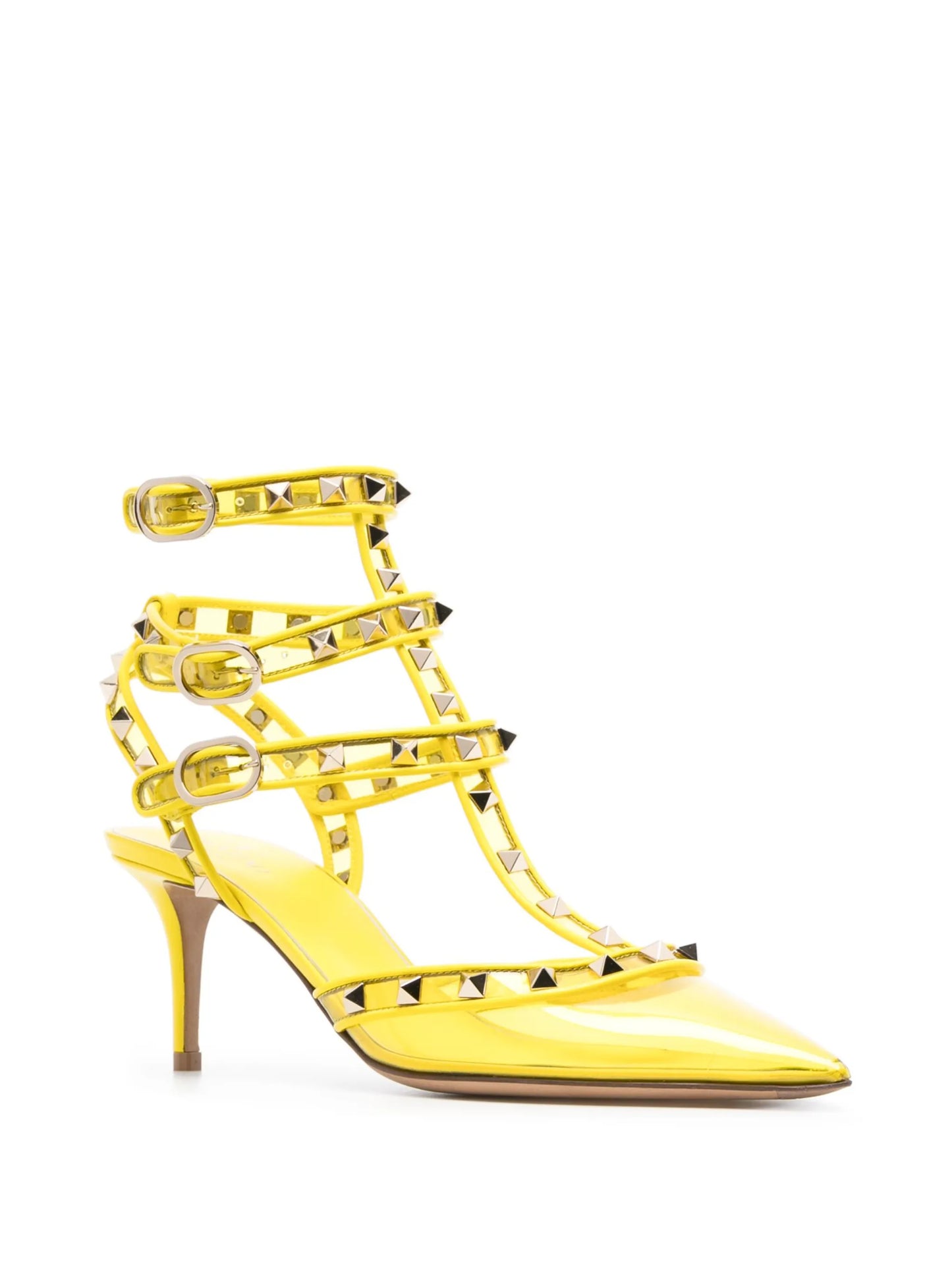 Rockstud 75mm transparent-toe pumps